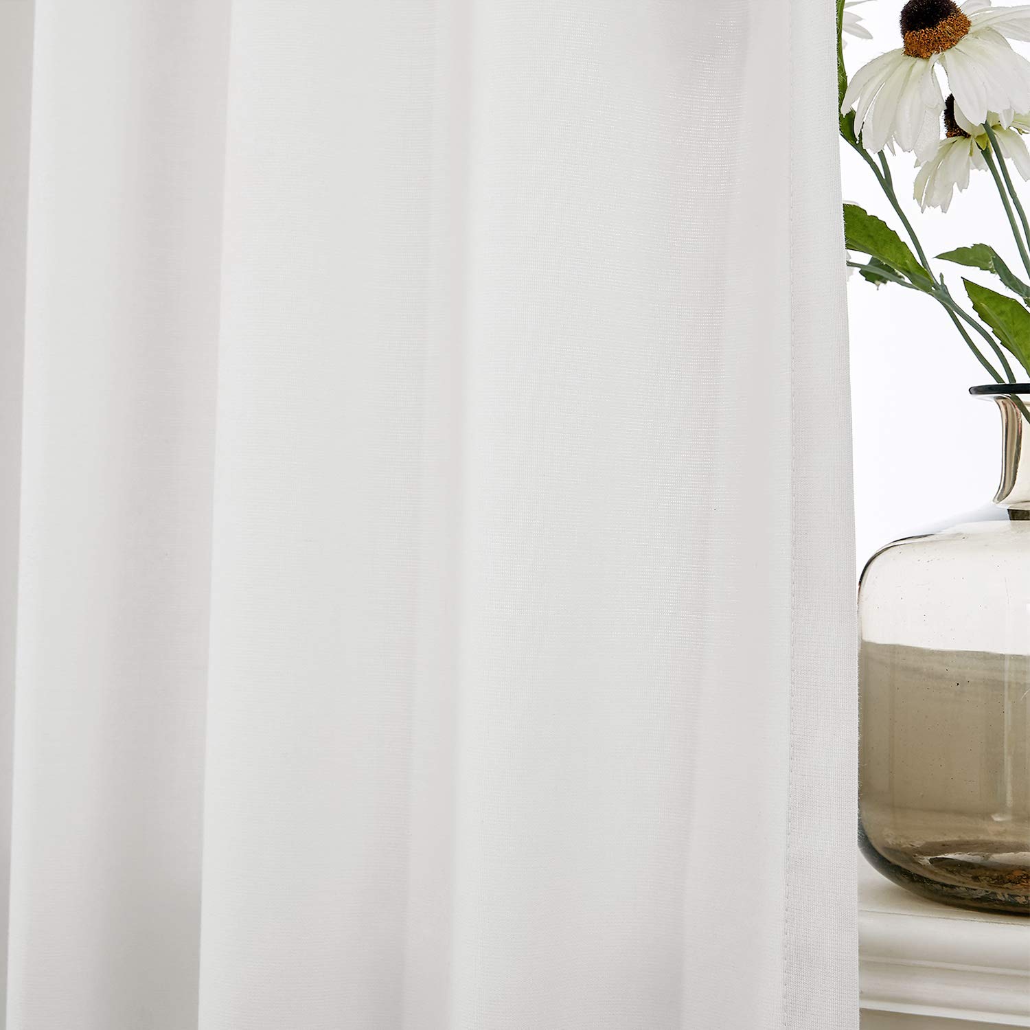 Macochico Self-Stick Extra Wide Thermal Insulated Outdoor Curtains - Waterproof Noise Reducing Drapes for Patio, Garden & Cabana - White 150