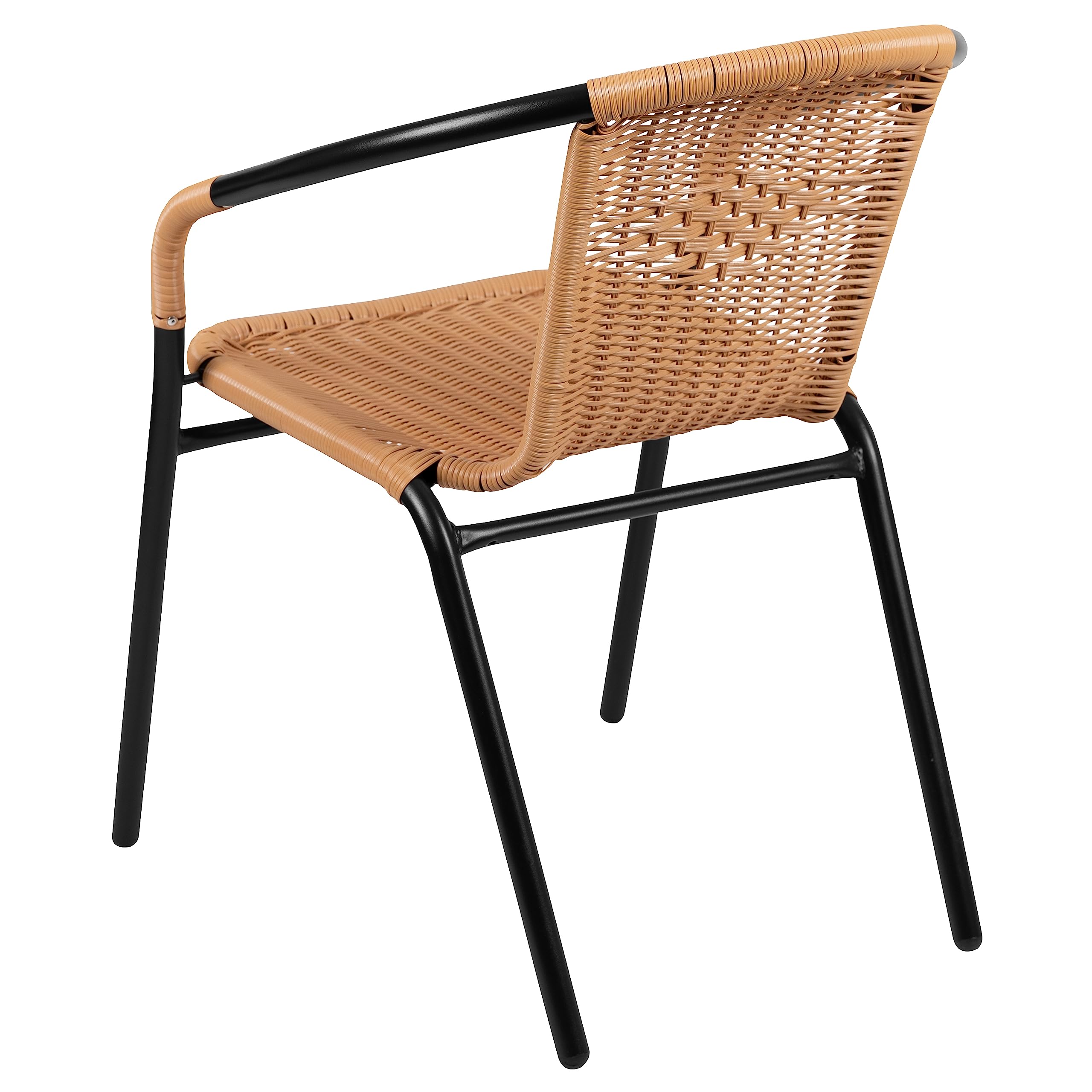 Flash Furniture Lila 4-Pack Beige Rattan Stackable Chairs for Indoor & Outdoor Use - Stylish Dining Chairs for Restaurants, Cafes, Patios & Home Decor