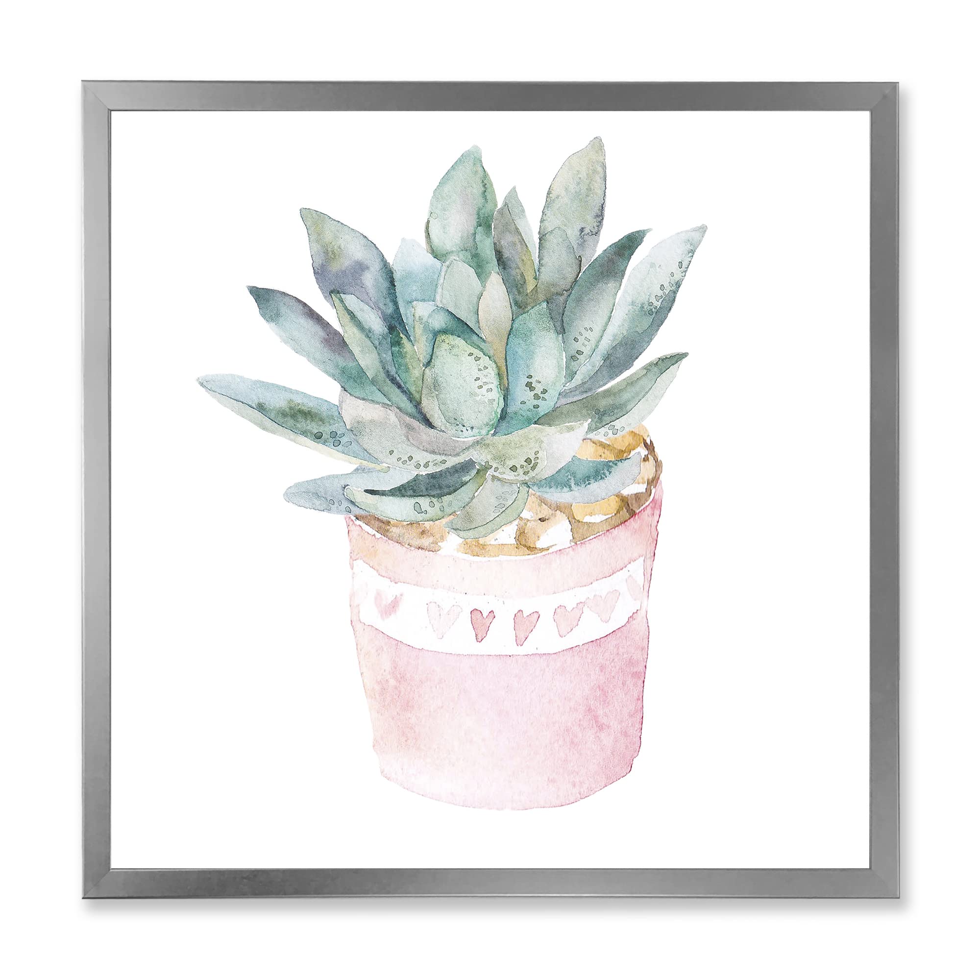 DesignQ Cactus and Succulent House Plants II Farmhouse Framed Wall Art - Botanical Decor for Living Room, Bedroom & Office - Perfect Gift for Plant Lovers
