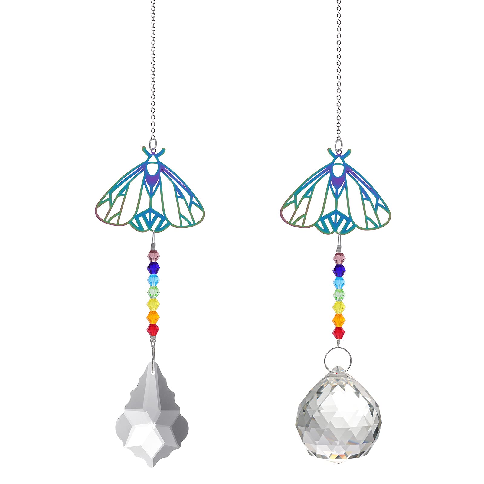 Rainbow Maker Crystal Sun Catcher - Set of 2 Prism Ornaments for Window Decor, Chakra Healing & Home Meditation Space | Creates Beautiful Light Reflections for Living Room, Bedroom or Garden