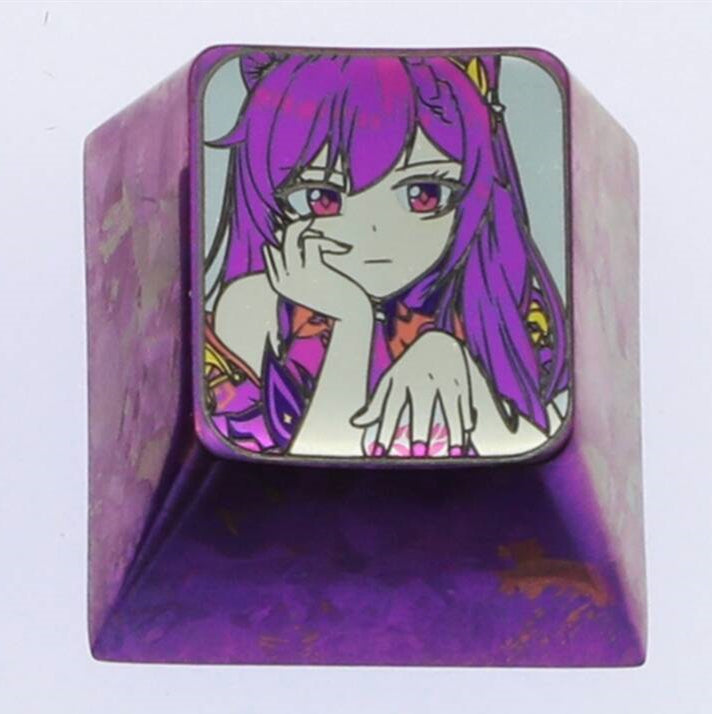 Colorful Titanium Alloy Carved Keqing Keycaps - Custom Mechanical Keyboard Keycaps for Gaming & Typing Enthusiasts | Perfect for Anime Fans & PC Builders