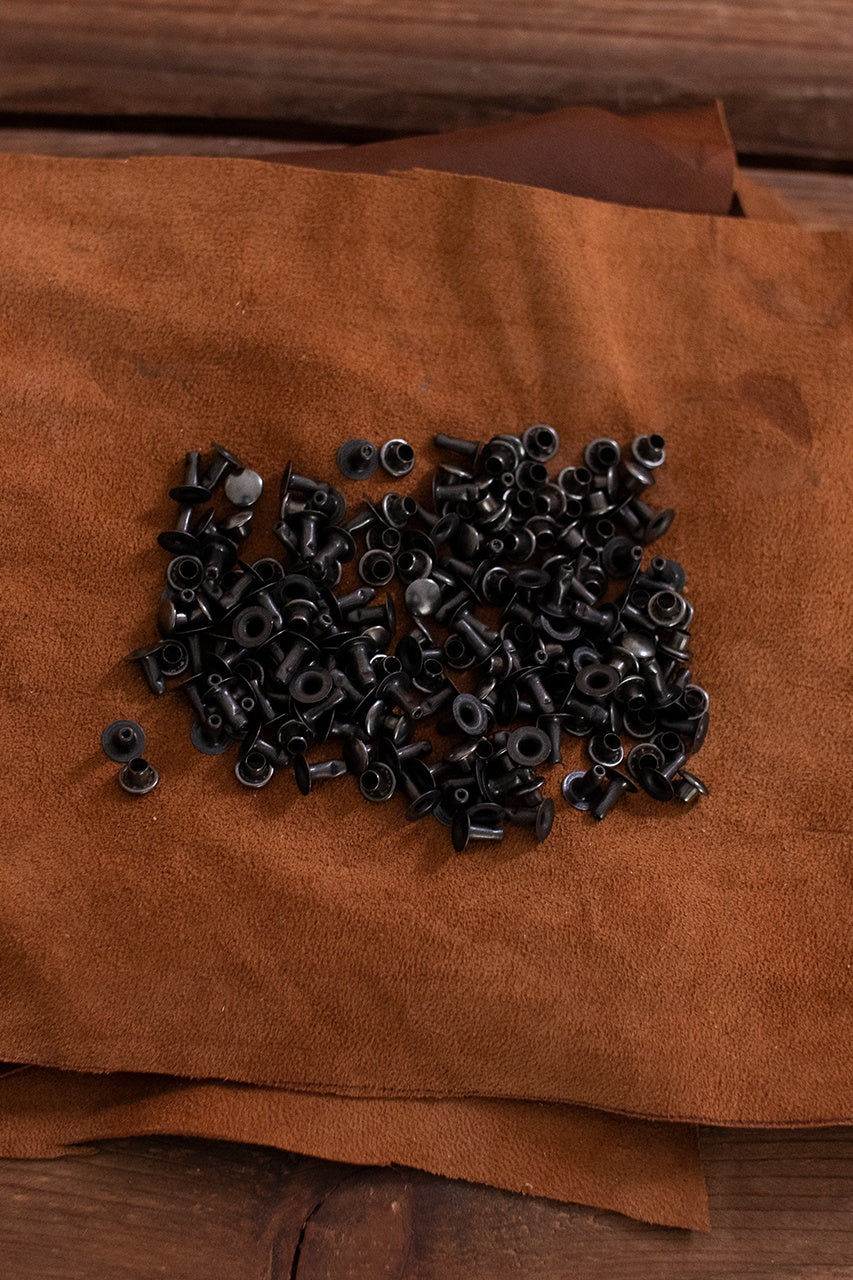Stainless Steel Hollow Rivets KØ7.0 x L8.0mm - Iron/Anthracite Finish - for Leathercraft, Metalworking & DIY Projects