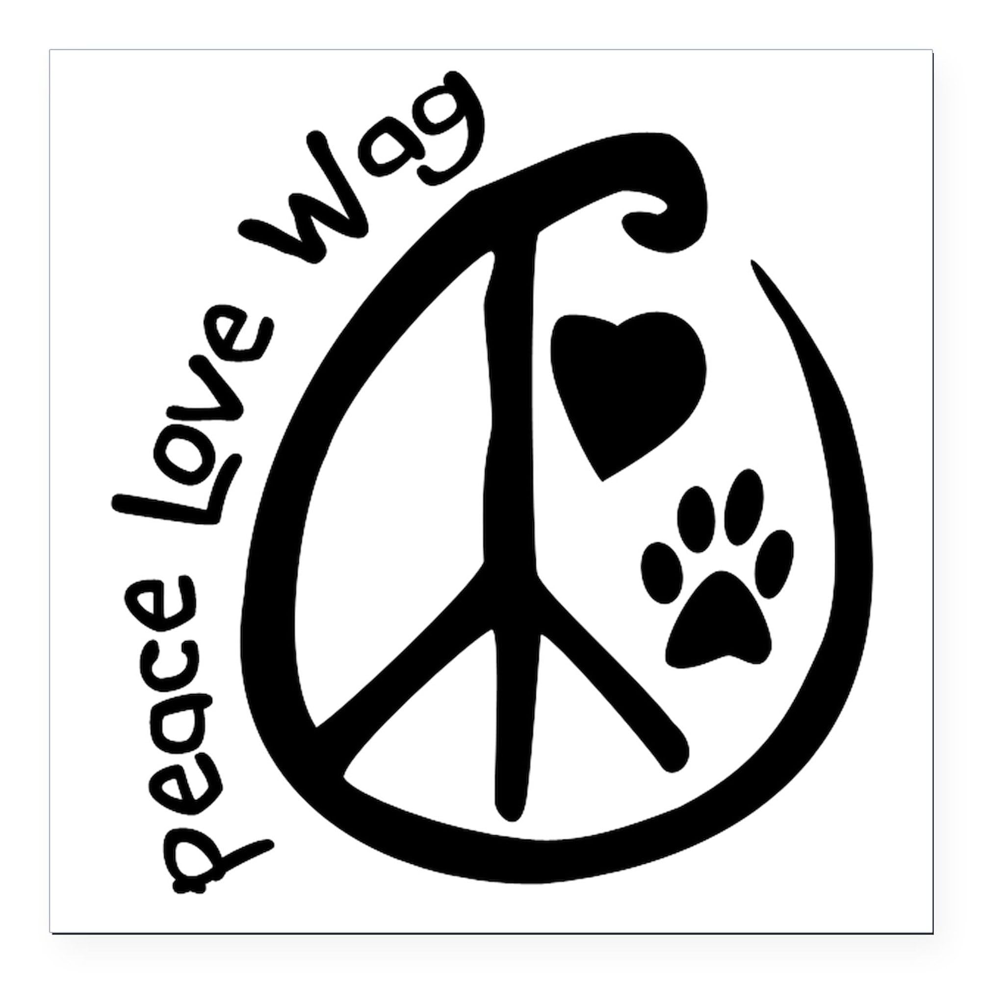 Peace Love Wag 3x3 Inch Square Car Magnet - Strong Magnetic Bumper Sticker for Cars, Trucks & Vehicles - Perfect for Pet Lovers, Dog Owners & Animal Enthusiasts - Great for Road Trips, Parking Lots & Showing Your Love for Pets