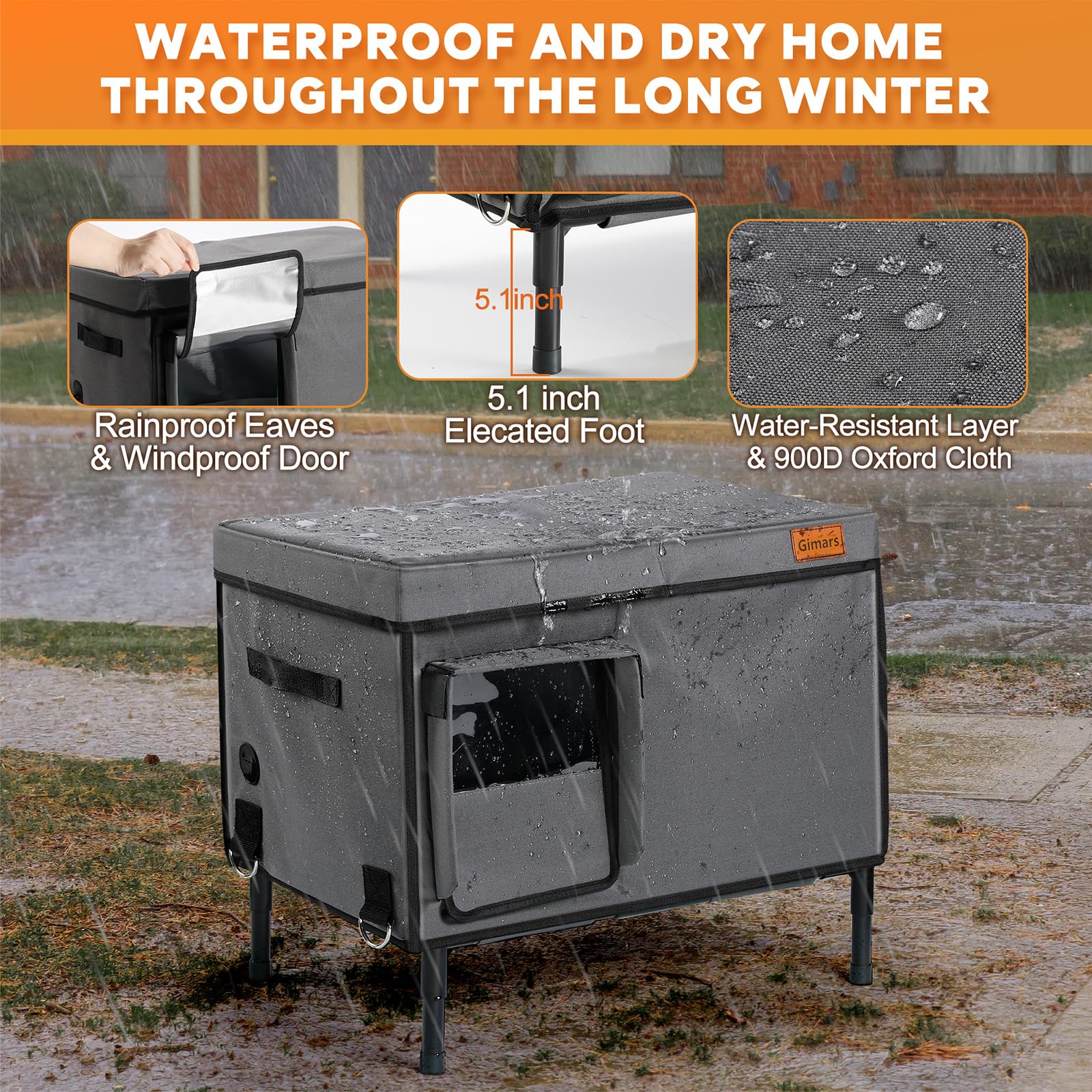 Heated Outdoor Cat House for Winter - Waterproof Insulated Shelter with Heating Pad, 5.1
