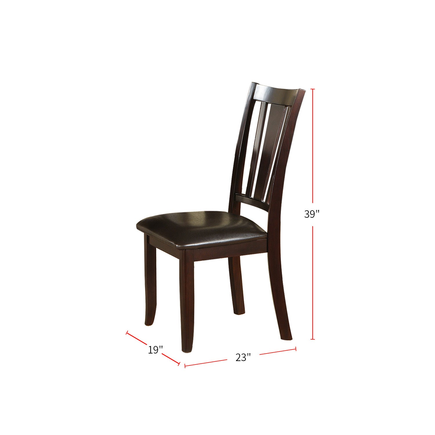 Charlton Slat Back Dining Side Chairs in Espresso - Set of 2 Modern Kitchen Chairs for Dining Room, Breakfast Nook & Small Space Decor