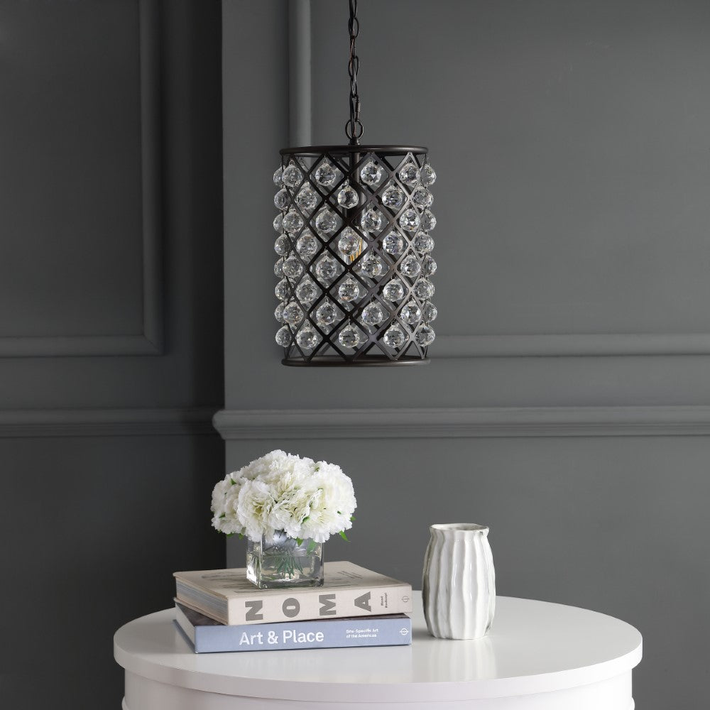 Gabrielle Crystal & Metal LED Pendant Light - Modern Ceiling Lighting Fixture for Dining Room, Bedroom, or Living Room Decor
