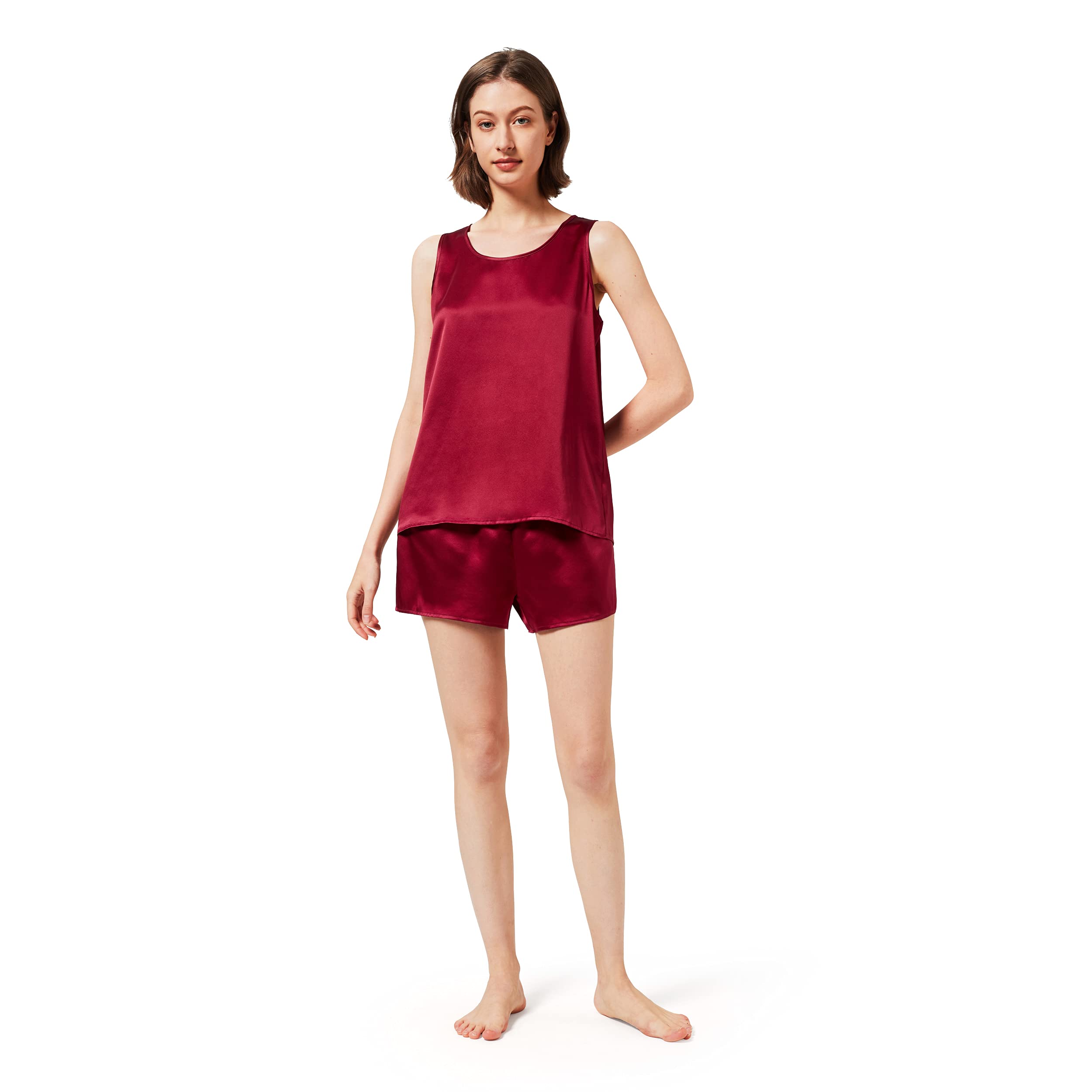 Mommesilk 100% Pure Silk Pajama Set for Women - Sleeveless Shorts Sleepwear | Machine Washable & Breathable | Perfect for Summer Nights & Lounge Wear