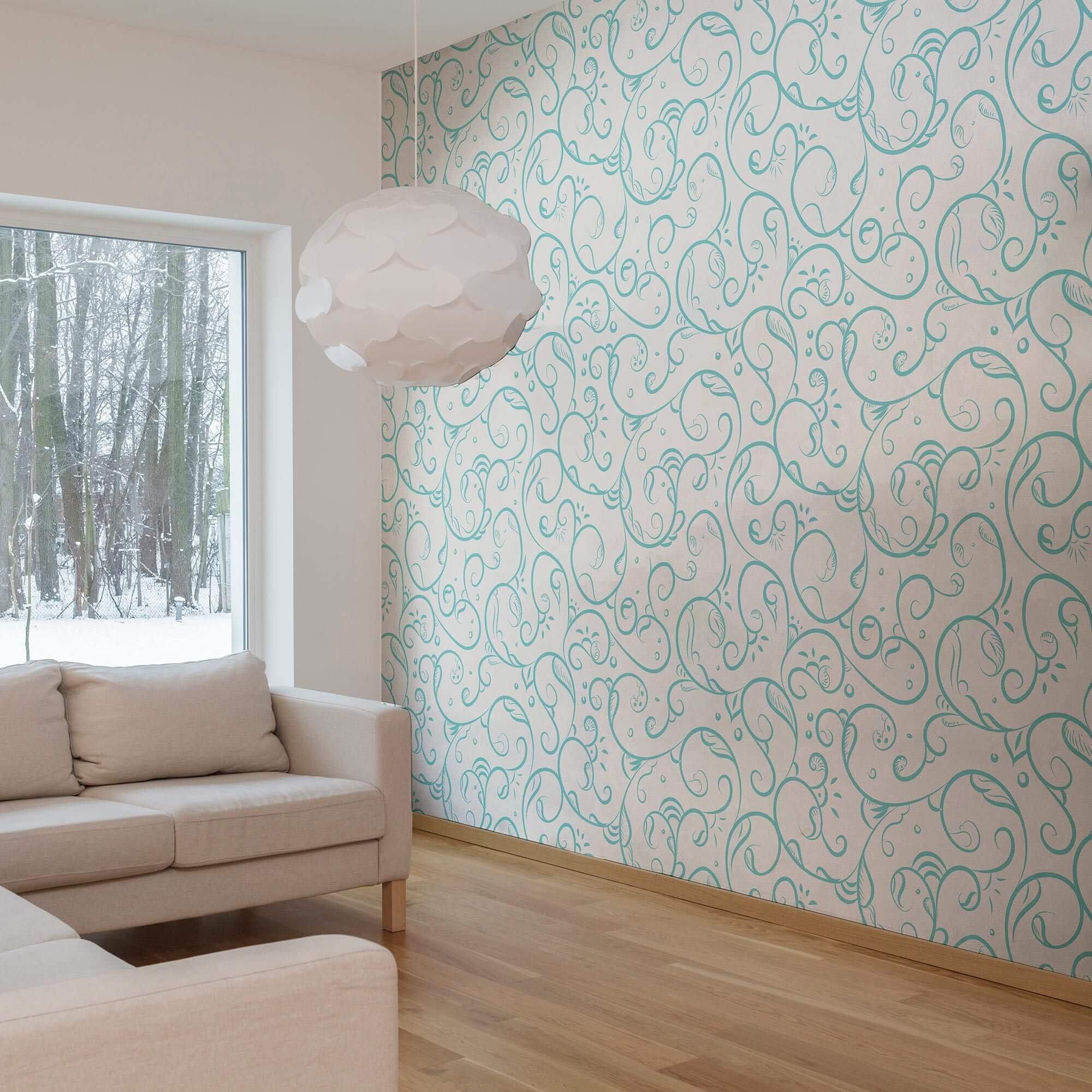 White and Green Botanical Floral Peel and Stick Removable Wallpaper 5736 - Self-Adhesive Wall Decal for Bedroom, Living Room, Nursery & Office Decor