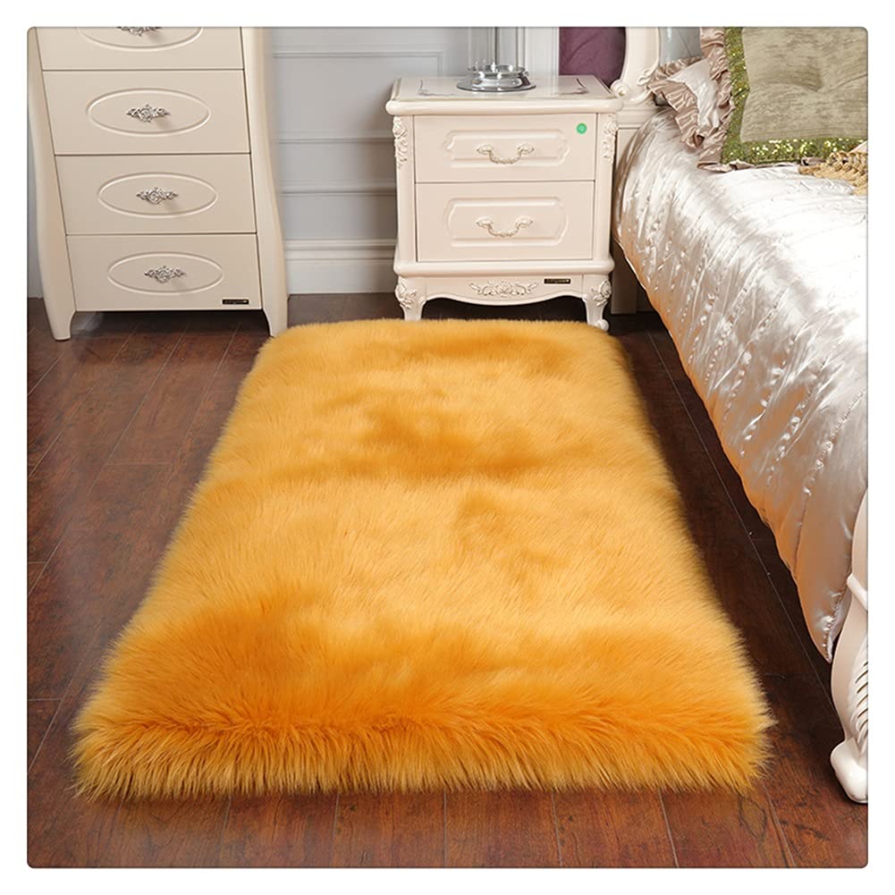 Premium Fluffy Faux Wool Carpet - Soft Plush Bedroom Rug, Cozy Bedside Blanket, Bay Window Cushion & Tatami Mat for Living Room (60x90cm, Color E) - Perfect for Home Decor, Nursery & Relaxation Spaces