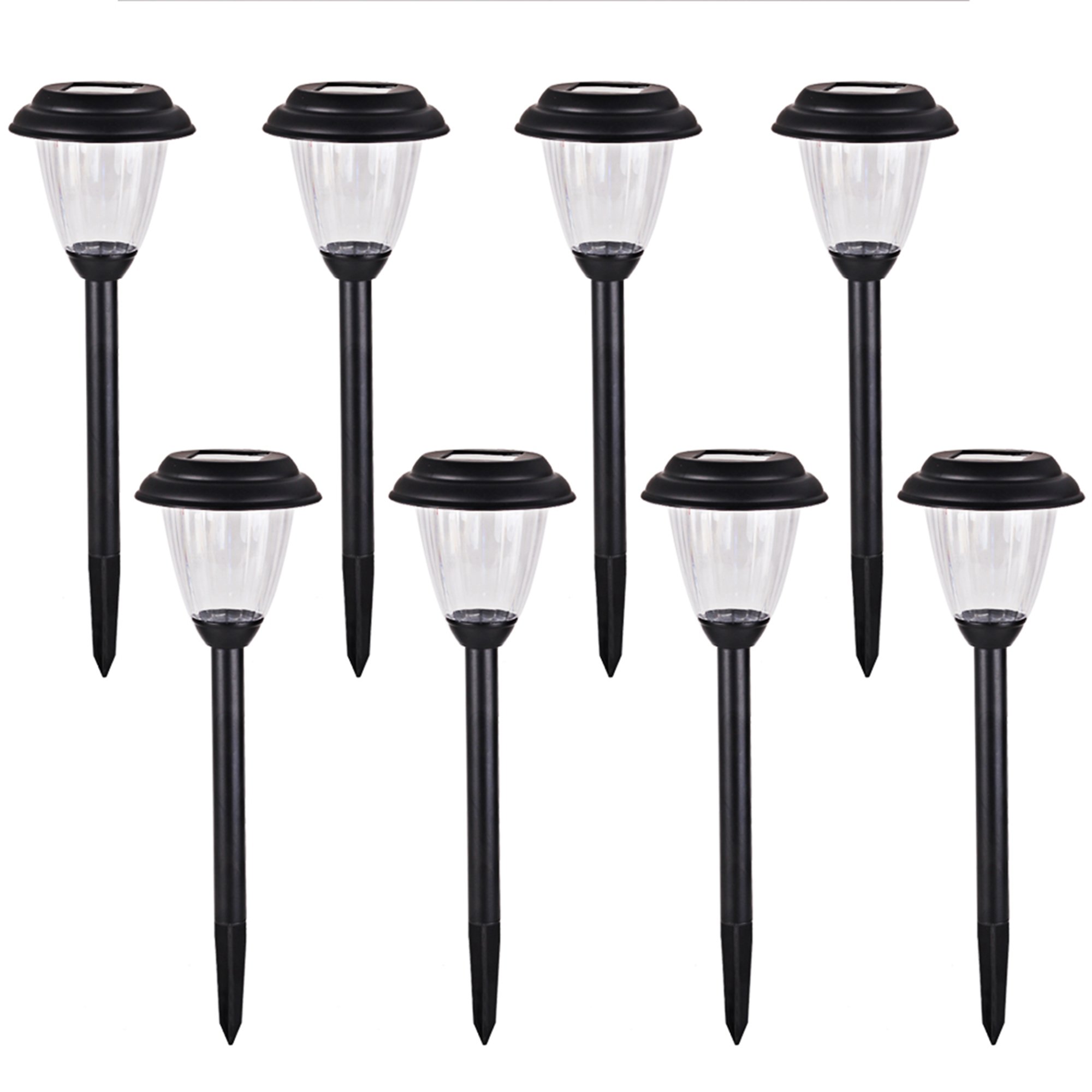 Solar Powered Outdoor Pathway Lights - 8 Pack Matte Black Stainless Steel LED Garden Lights for Landscape, Yard, Driveway & Walkway | Weatherproof & Energy Efficient for Nighttime Safety & Decoration