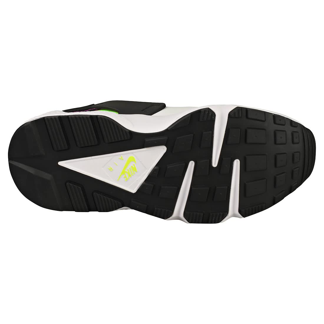 Nike Women's Air Huarache Running Shoes - White/Neon Yellow/Magenta - Size 5.5 - Lightweight Comfortable Sneakers for Jogging, Gym Workouts & Casual Wear