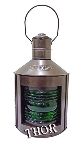 Vintage Nautical Metal Starboard Ship Lantern Oil Lamp - Rustic Home Decor, Unique Gift for Sailors & Beach House - Perfect for Coastal Living, Cabin Decor, or Marine-Themed Weddings