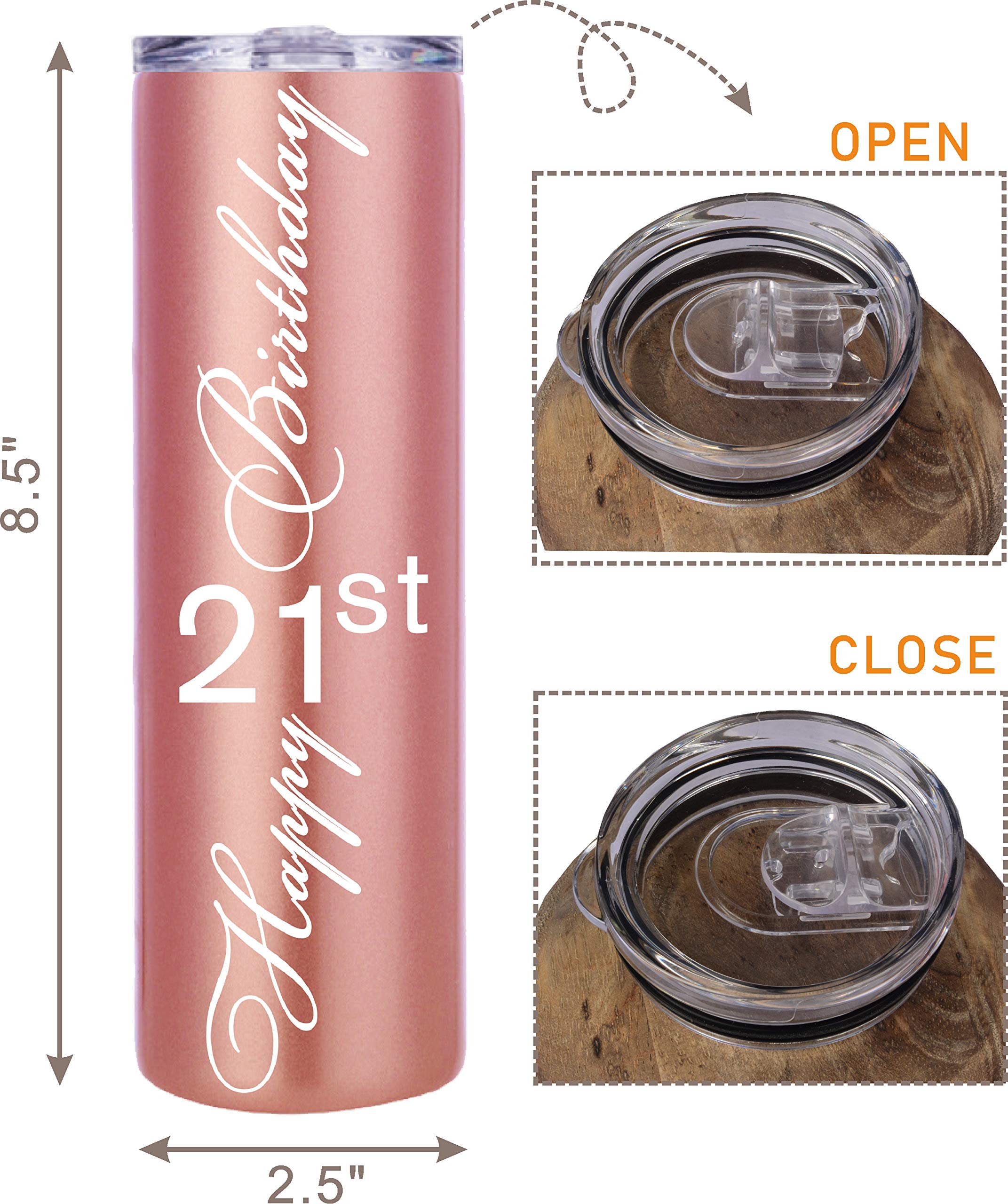 MEANT2TOBE 21st Birthday Gifts for Women - Insulated Tumbler Set with Straw & Lid - Perfect 21st Birthday Party Decorations, Gifts for 21 Year Old Daughter or Friend - Great for College Celebrations, Girls Night Out & Birthday Party Decor