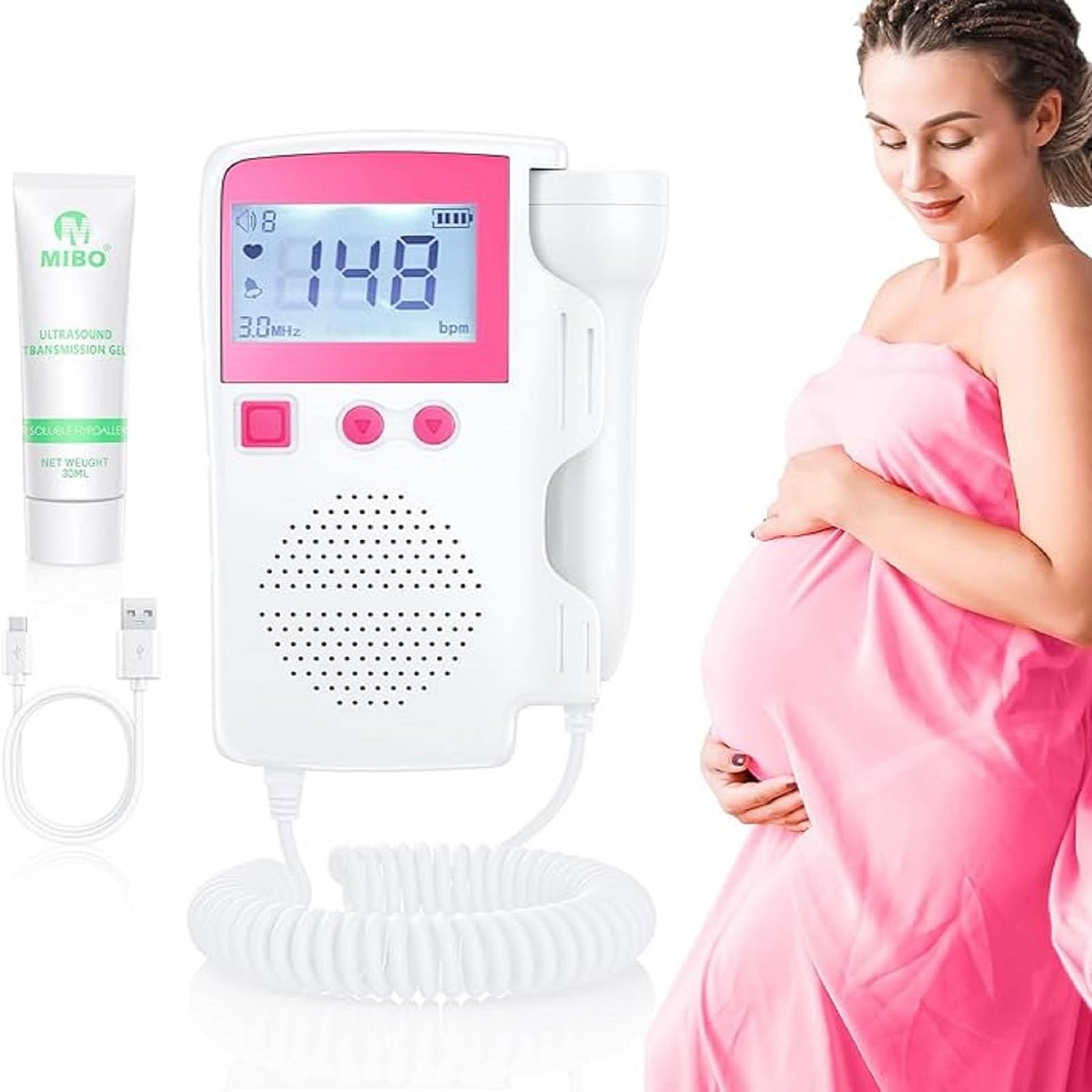 Portable Doppler Fetal Heart Rate Monitor Bag - Waterproof Baby Heartbeat Pregnancy Accessories for Expecting Moms | Home Use, Hospital Visits & Travel | SUUEKRE GKHP-962