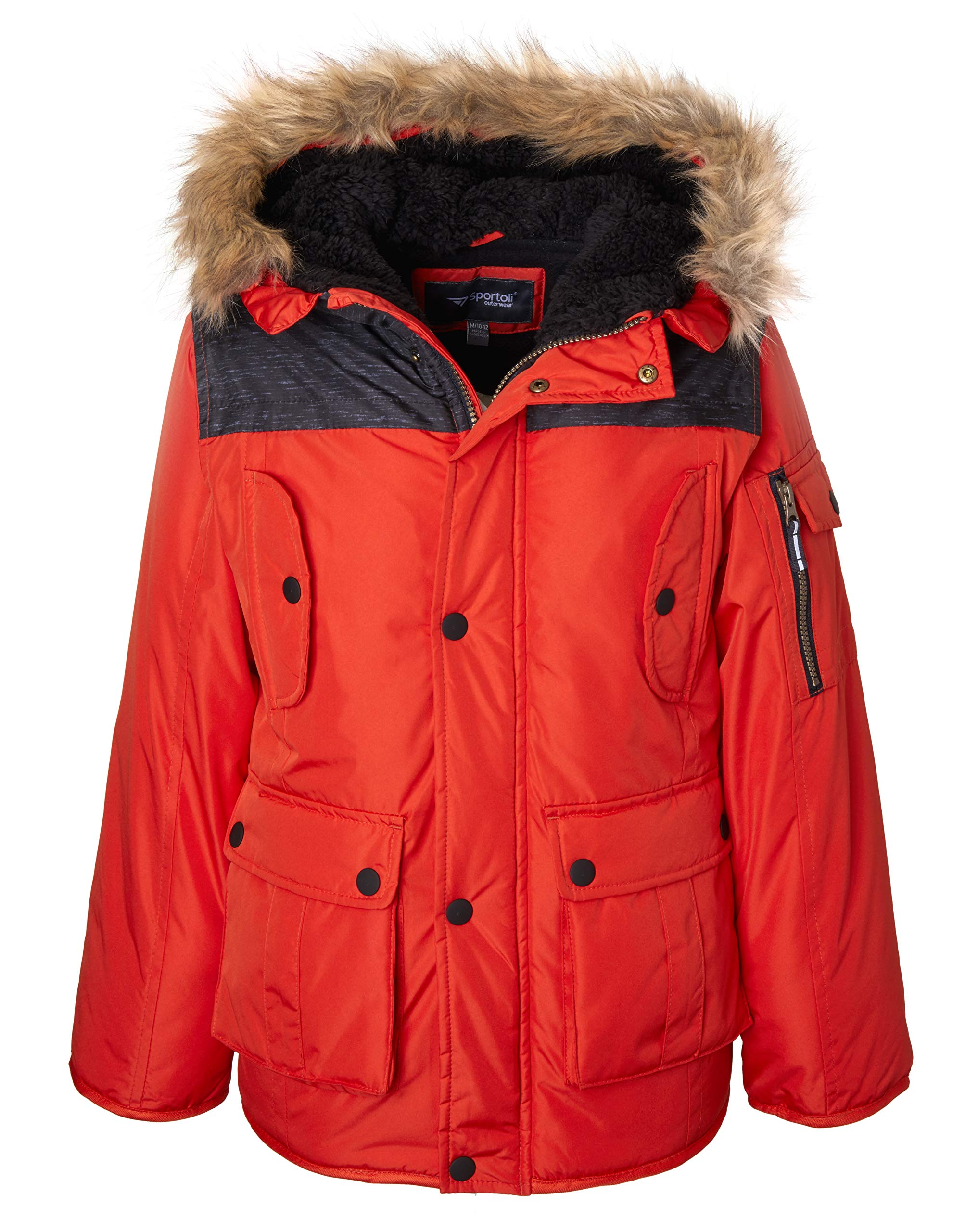 Sportoli Boys' Fleece-Lined Hooded Colorblock Winter Puffer Bubble Jacket Coat - Warm & Stylish Outerwear for Kids in Cold Weather | Perfect for Snow Play, School, and Outdoor Activities