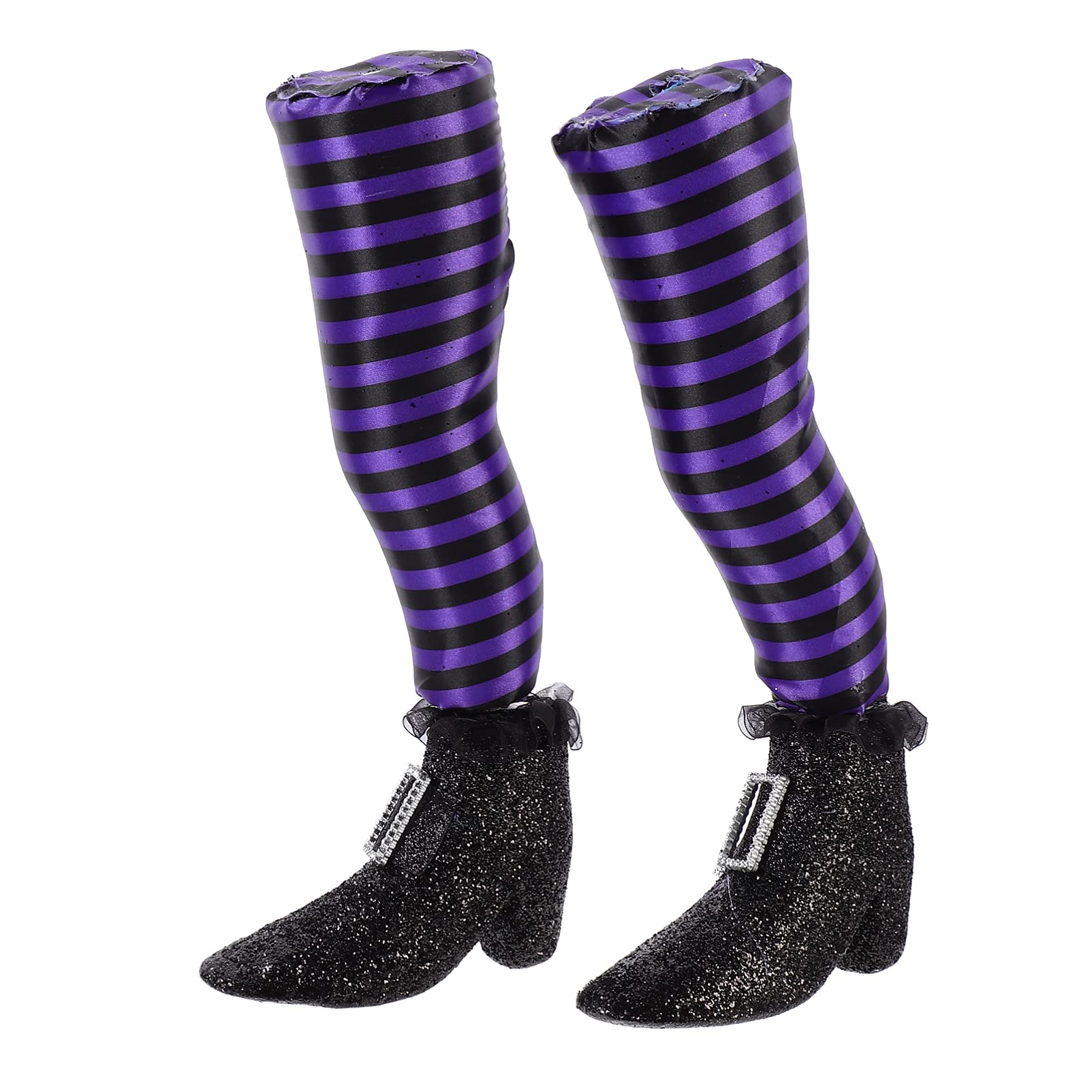 ARTIBETTER 1 Pair Purple Wicked Witch Legs Prop - Crushed Witch Feet Halloween Decoration for Haunted House, Window Display, Car Ornament & Tree Topper - Scary Novelty Body Part Decor for Halloween Party, Witch Themed Events & Spooky Home Decor