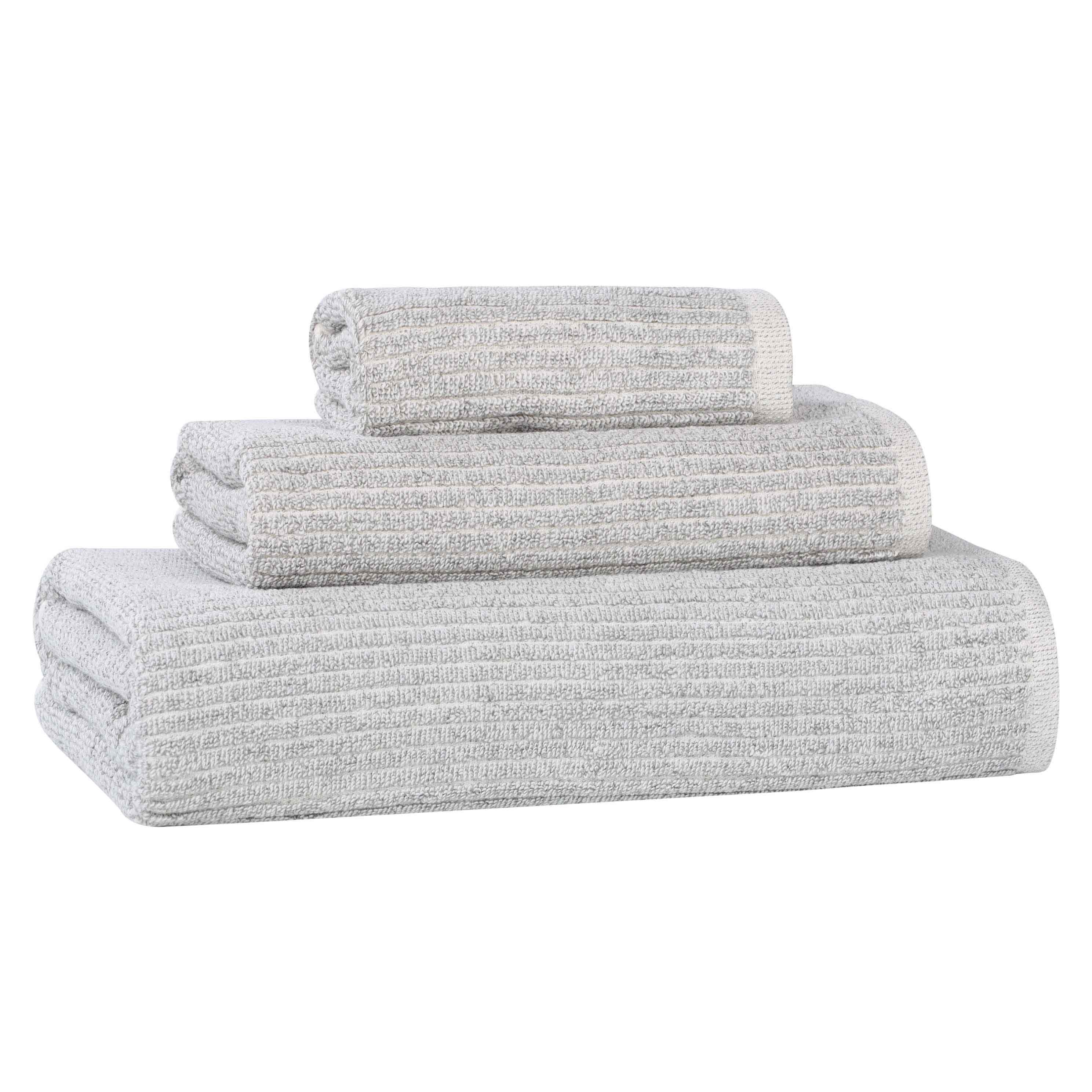Premium 3-Piece Cotton Blend Ribbed Towel Set - Soft, Absorbent & Quick-Drying Bath Towels for Spa, Gym & Luxury Home Use