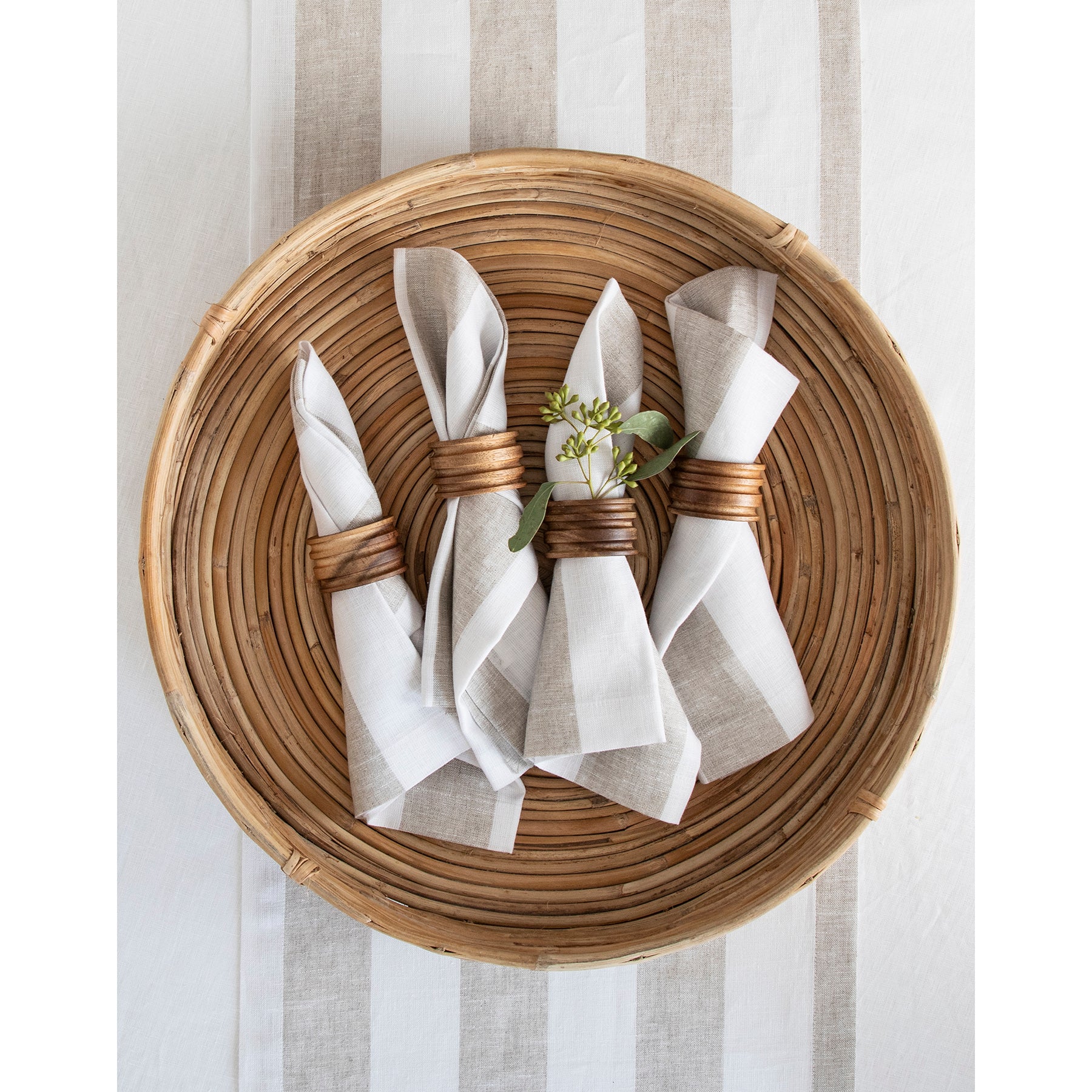 Premium Cabana Stripe Cotton Napkins Set of 12 - Soft & Absorbent for Beach Parties, Picnics & Outdoor Dining - Blue & White Striped Decorative Table Linens
