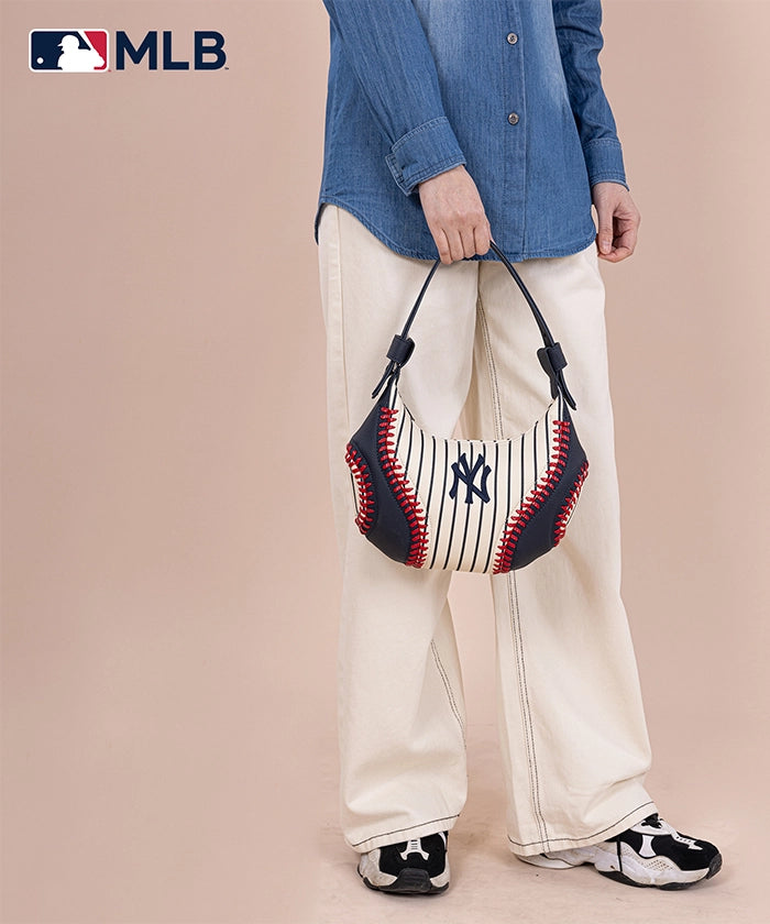 MLB New York Yankees Hobo Bag for Women - Stylish Crossbody Shoulder Purse - Perfect for Baseball Games, Travel & Everyday Use