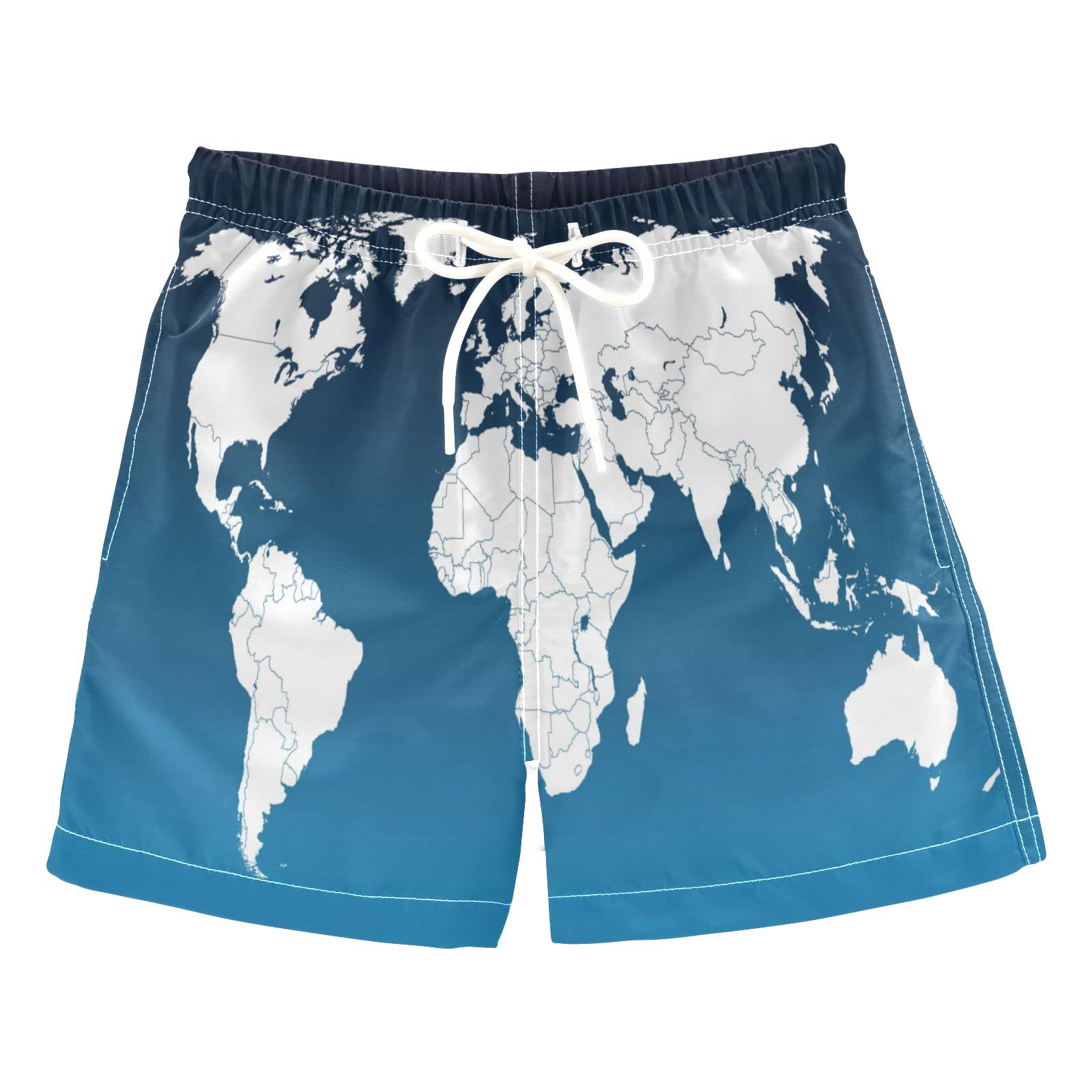 **AMICHIC Boys World Map Swim Trunks - Quick Dry Toddler Swimwear for Kids 2-8 Years - Perfect for Beach, Pool & Summer Vacations**