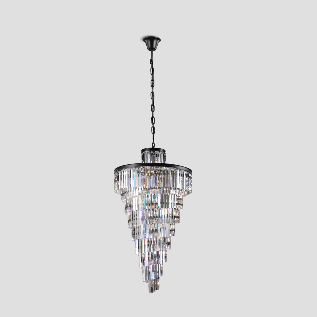 Falria Multi-Tiered Crystal Rod Chandelier - Elegant Lighting Fixture for Dining Room, Living Room & Bedroom Decor