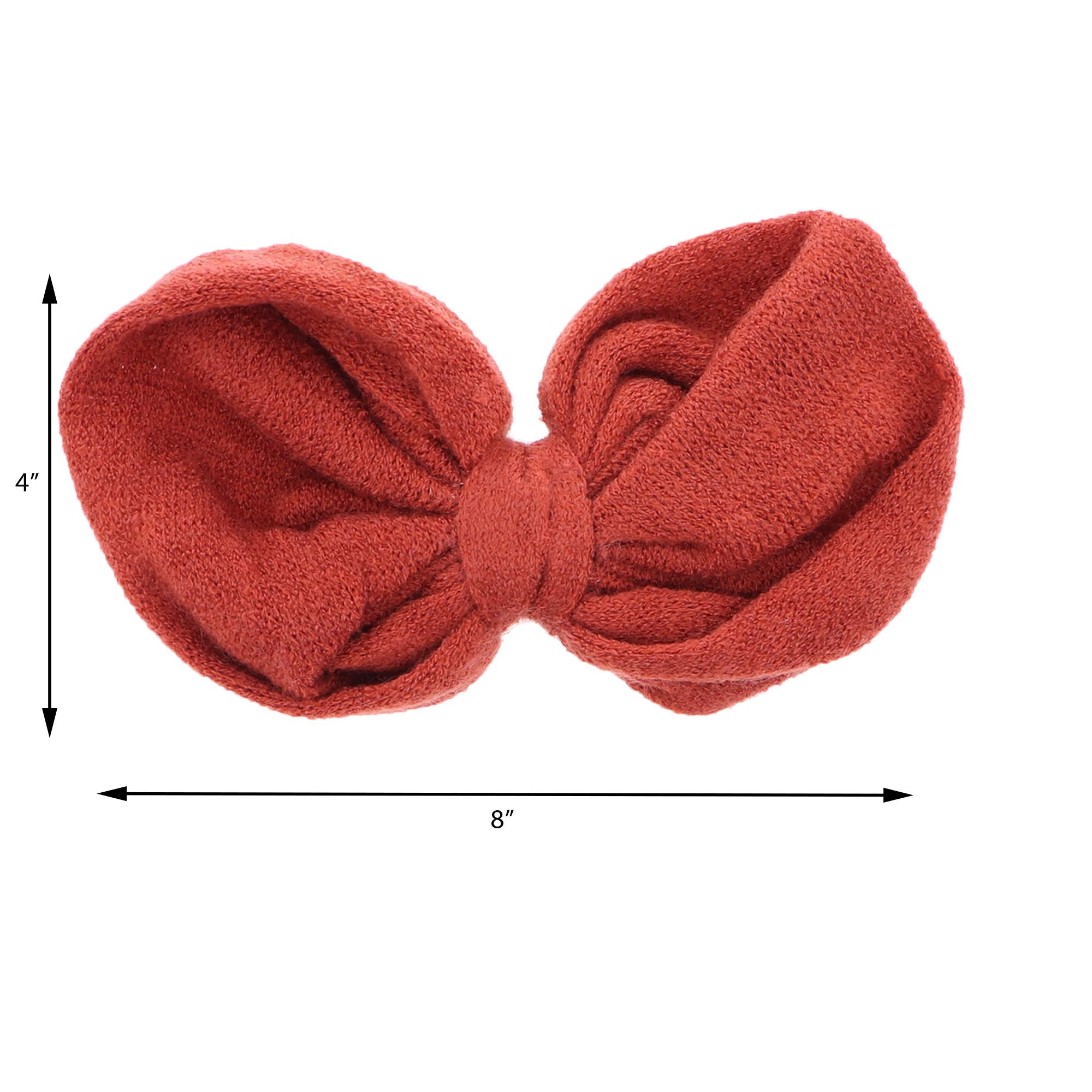 8 Inch Rust Knit Heather Bow for Women and Girls - Perfect for Hair Accessories, Gift Wrapping, and Craft Projects