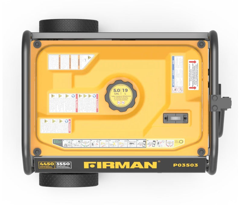 Firman P03503 3550W/4450W Portable Generator with CO Alert & 30 Amp Recoil Start - Ideal for Home Backup, Camping & Outdoor Power Needs