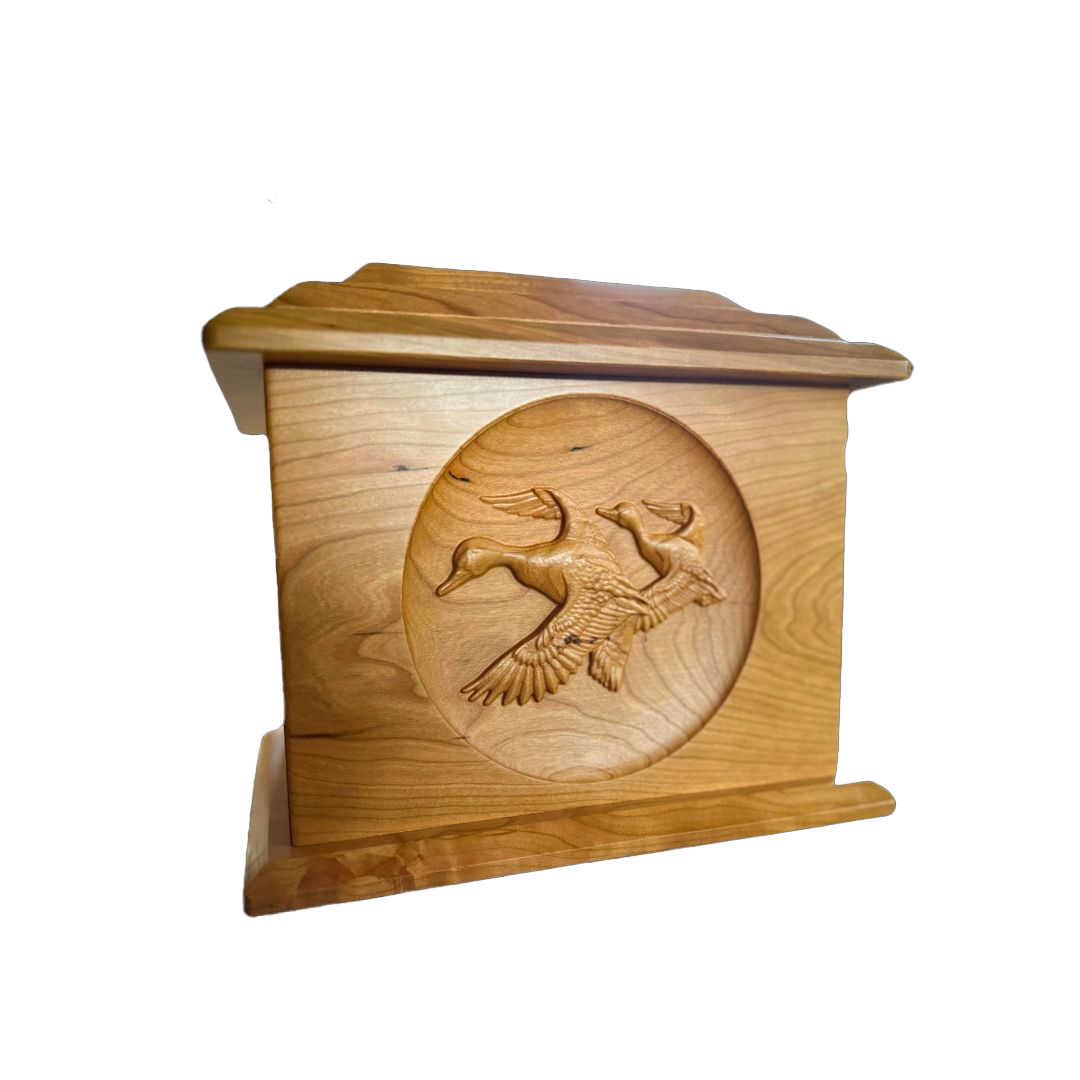 Hand Carved Extra Large Cherry Wood Urn for Ashes - Perfect for Memorial Keepsakes, Home Decor, and Pet Remembrance
