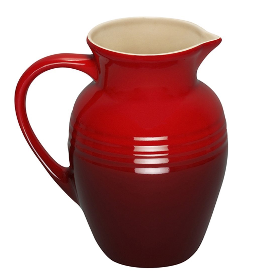 Le Creuset 2-Quart Stoneware Pitcher in Cherry Red - Perfect for Iced Tea, Lemonade & Summer Beverages Serving
