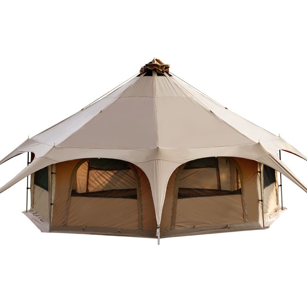 Premium Cotton Teepee Camping Tent - Large Waterproof Pyramid Yurt Tent for 8-10 People, Family Glamping Shelter with Double Layer Protection | Perfect for Backyard Camping, Outdoor Adventures & Festival Getaways