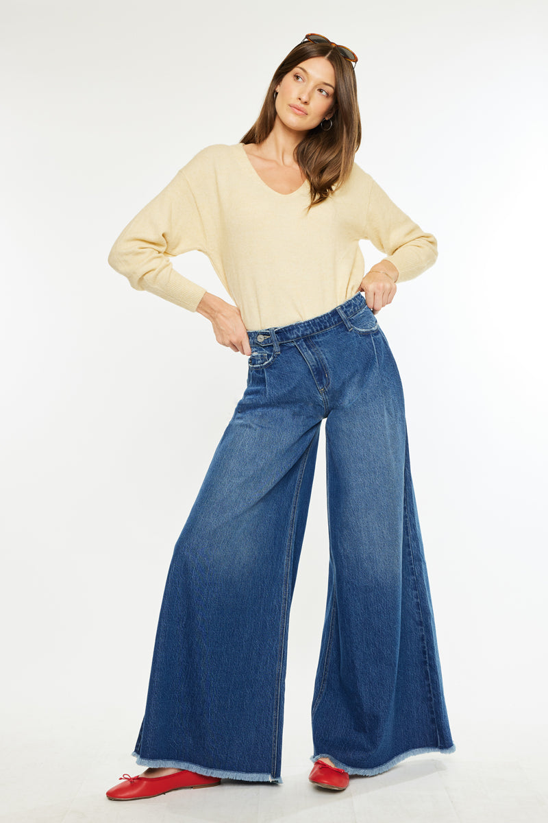 Marley High Rise Super Wide Leg Jeans for Women - Stretchy Denim Pants with Comfortable Fit - Perfect for Casual Outfits, Streetwear & Boho Fashion