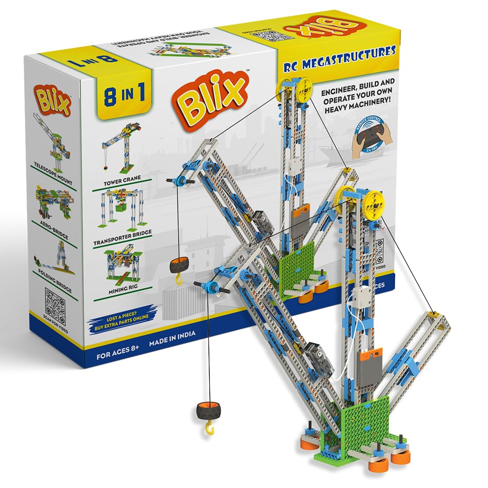 Blix RC Megastructure Remote Control Building Kit - DIY STEM Toy for Kids Ages 8+ with 8+ Model Variations (Multicolor) | Creative Construction Set for Indoor Play, Birthday Gifts & Educational Fun