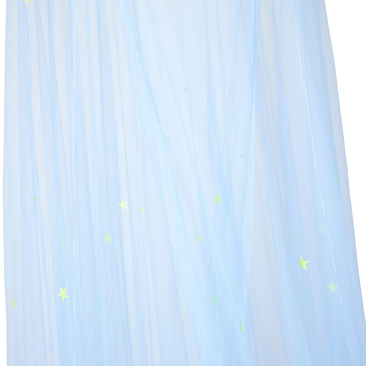 BCBYou Glow in the Dark Mosquito Net Bed Canopy with Fluorescent Stars - Light Blue for Baby Crib, Kids Bed & Full Size Bed - Perfect for Nursery, Children's Room & Adult Bedroom Decor