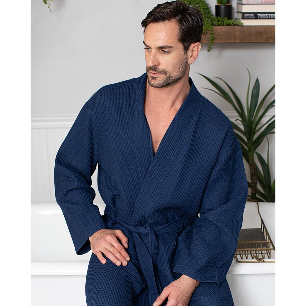 Premium Men's Cotton Waffle Bathrobe - Ultra Soft SPA Robe for Men | Luxury Lounge Wear for Home, Spa & Resort Relaxation
