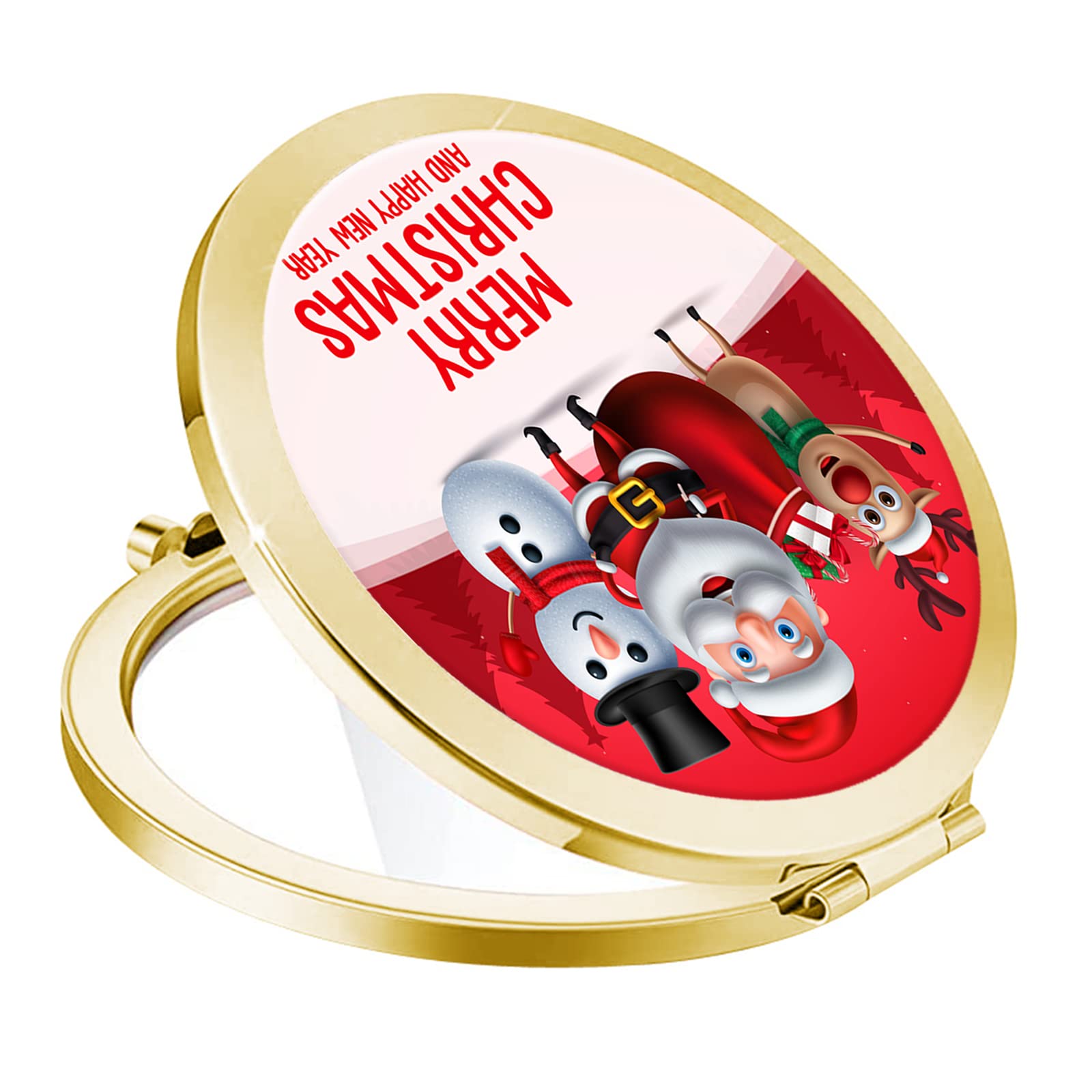 Compact Travel Makeup Mirror for Women - Round Portable Folding Double Sided Handheld Pocket Mirror, Perfect for Handbag, Purse & On-the-Go Touch Ups (Golden) - Ideal for Christmas Gifts, Daily Makeup & Travel Essentials