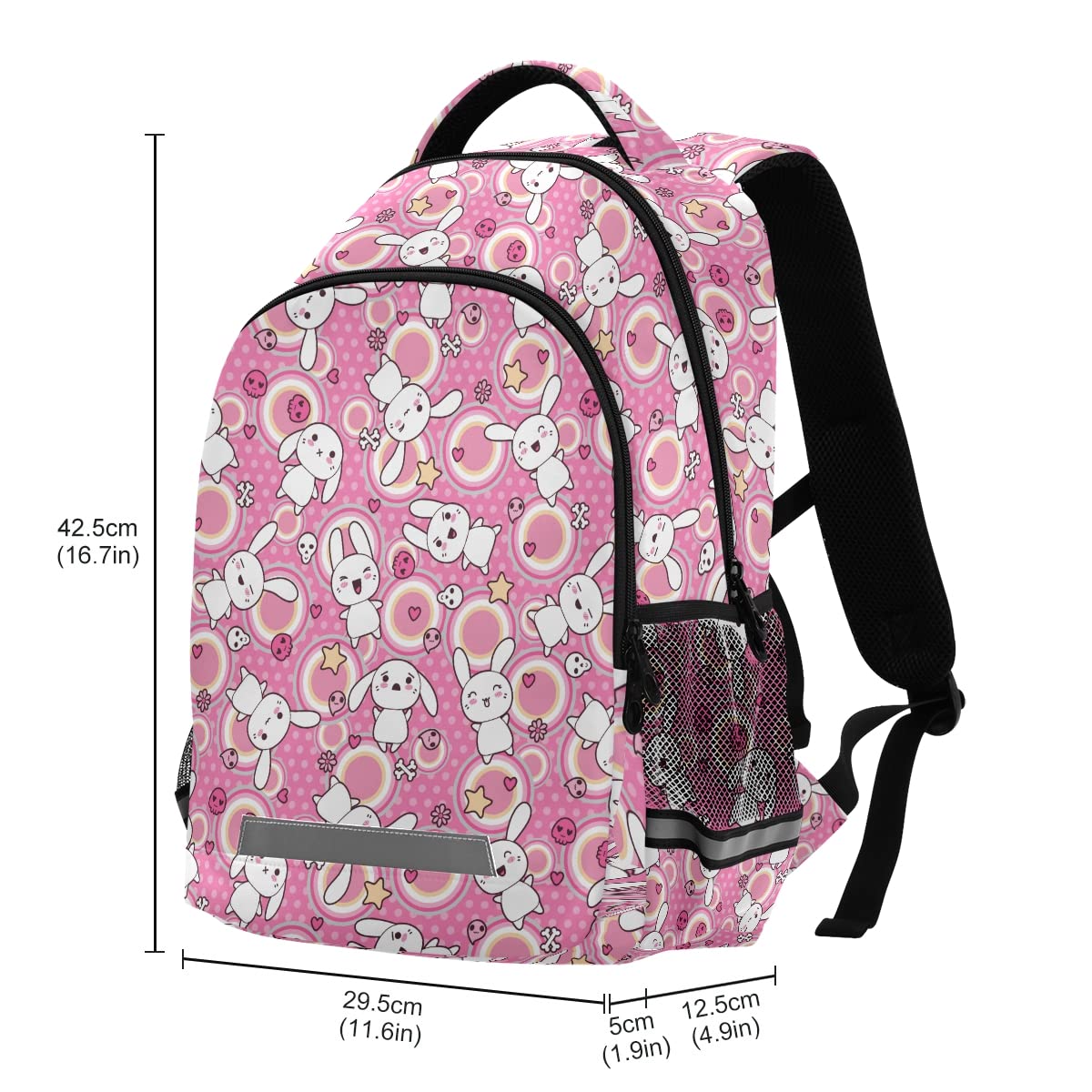 **MNSRUU Cute Doodle Kawaii Rabbit Laptop Backpack for School, Travel & Hiking - Adjustable Chest Strap, Lightweight Rucksack for Boys & Girls - Perfect for College, Work & Outdoor Adventures**