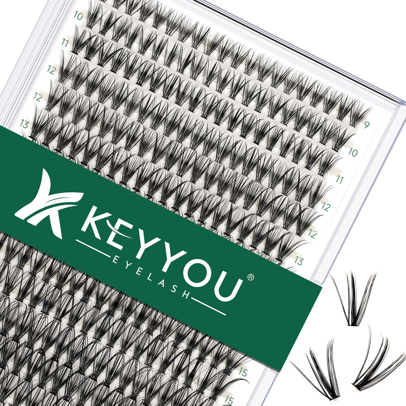 KEYYOU 300pcs Individual Cluster Lashes - 30D 0.07D Curl, 9-18mm Mixed Lengths, Soft & Natural DIY Eyelash Extensions for Volume Look | Perfect for Bridal, Party, and Everyday Wear