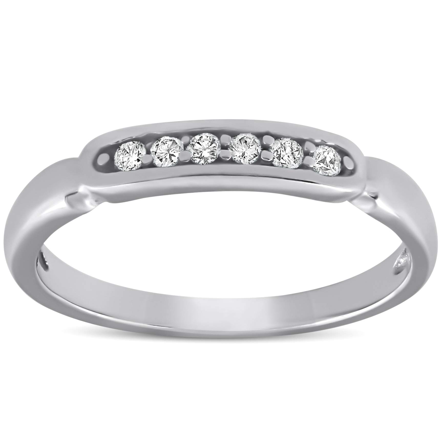 10K White Gold 1/10ct Diamond Anniversary Wedding Promise Ring for Women - High Polished Elegant Band for Engagement, Proposal & Special Occasions