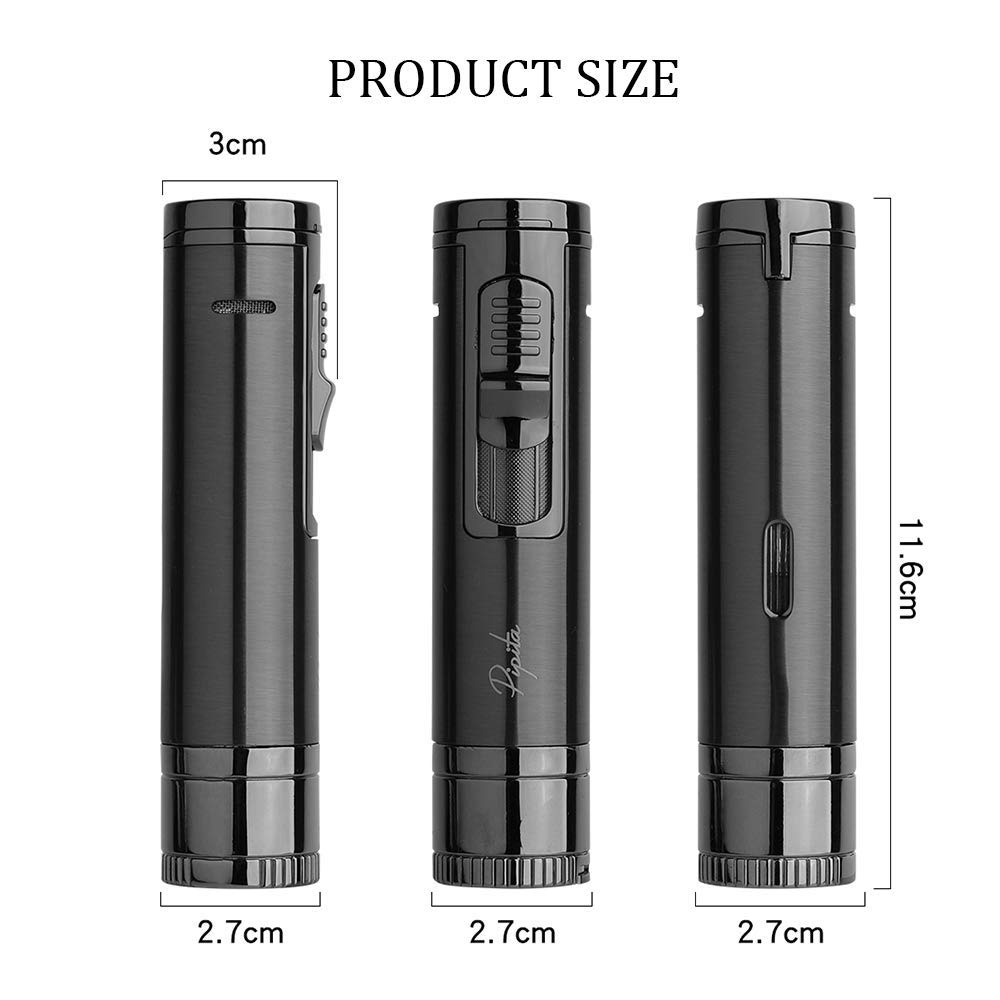 Windproof Refillable Torch Lighter with Cigar Punch - Perfect for Cigar & Outdoor Use