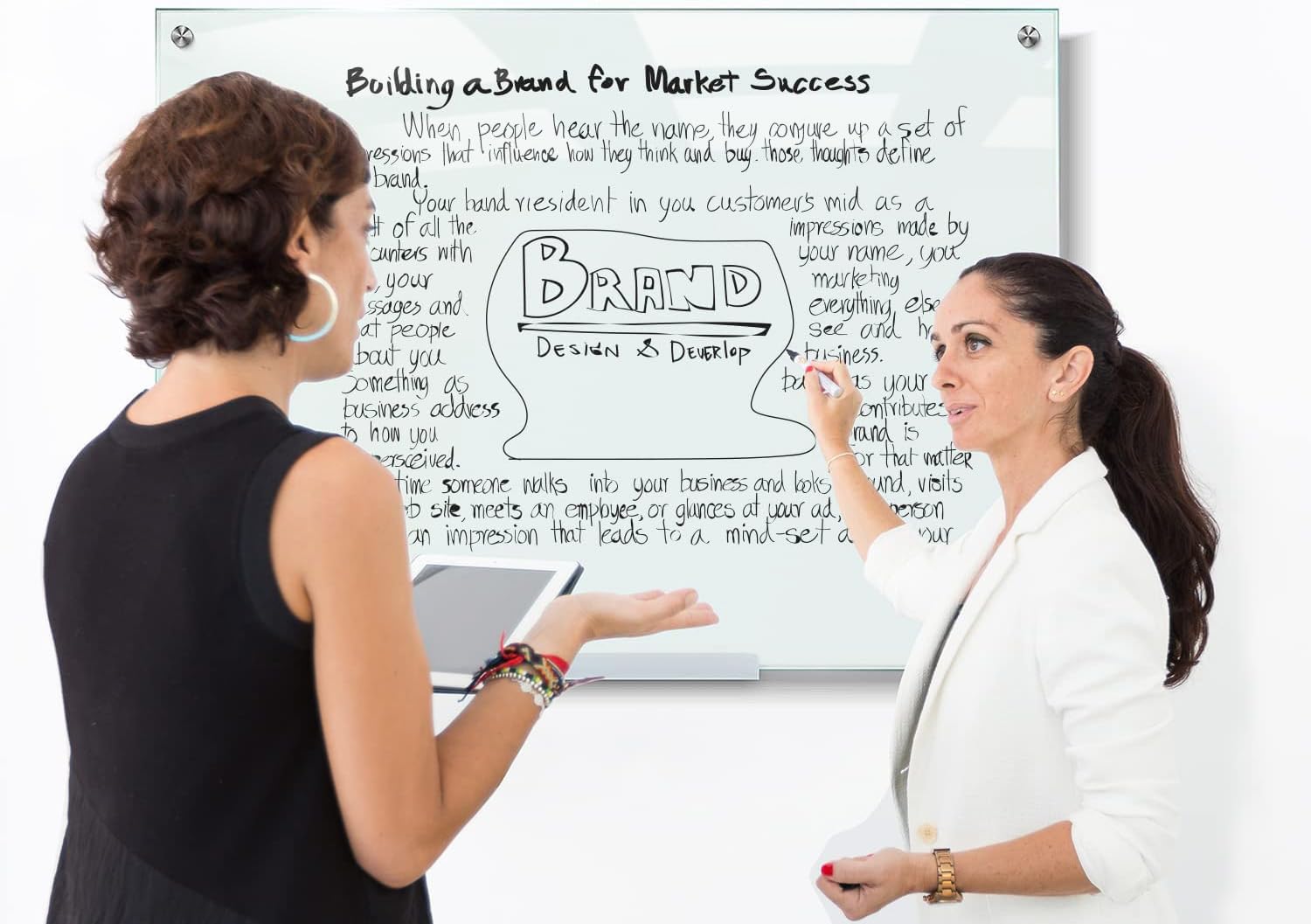 SCRIBBLEDO 46 x 34 Inch Frameless Glass Whiteboard - Large Frosted Dry Erase Board for Office, Home & School - Wall Mount with Marker Tray - Perfect for Meetings, Presentations & Home Organization