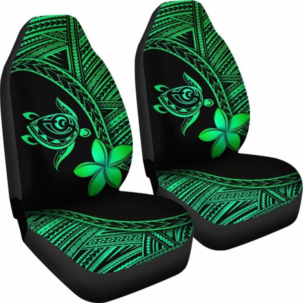 Premium Alohawaii Car Seat Covers - Hawaiian Turtle & Plumeria Green Design - Universal Fit for Cars, Trucks & SUVs - Perfect for Beach Trips, Summer Drives & Tropical-Themed Vehicles
