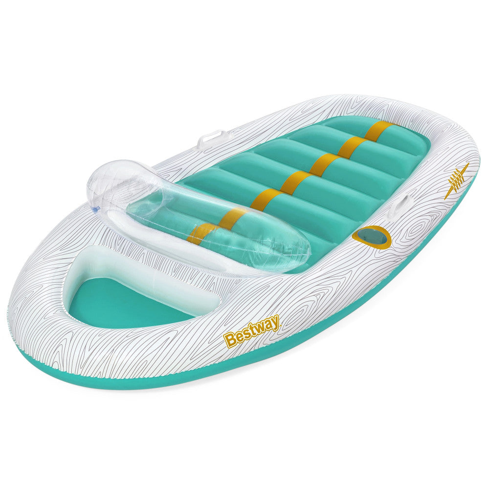 Bestway H2OGO! Vacation Yacht Lounge Inflatable Pool Float - 7'1 x 46 Inches, Teal & White - Perfect for Summer Pool Parties, Beach Relaxation & Backyard Lounging