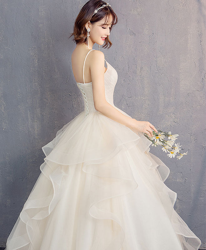 Elegant Light Champagne Tulle Long Prom Dress & Evening Gown - Perfect for Homecoming, Formal Dances, Weddings and Special Occasions