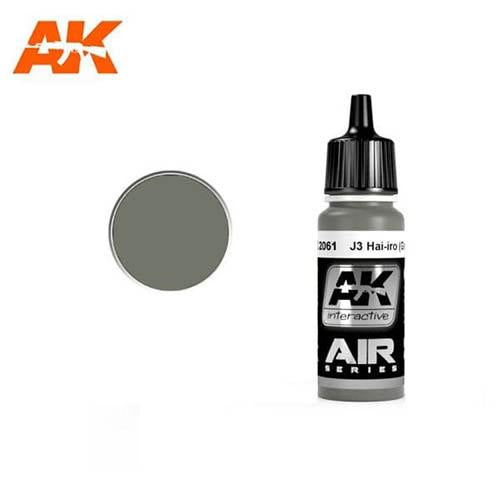 AK Interactive AK2061 Air Series J3 Hai iro Grey Acrylic Paint - 17mL Bottle for Scale Model Building, Miniature Painting & Airbrush Art Projects