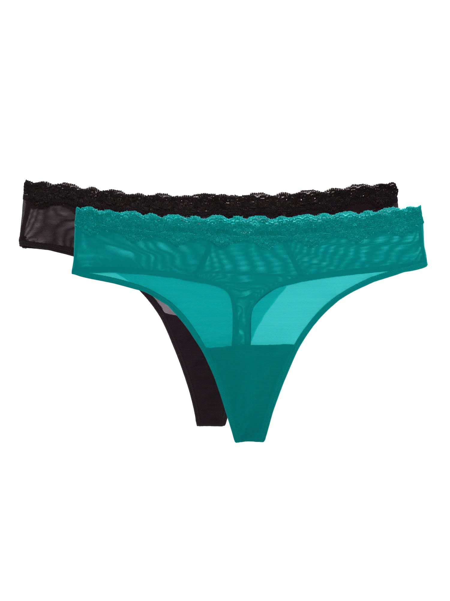 Smart & Sexy Women's Lace Trim Mesh Panty Set - 2 Pack Thong & Cheeky Bikini Underwear | Comfortable & Breathable for Daily Wear, Date Night & Special Occasions