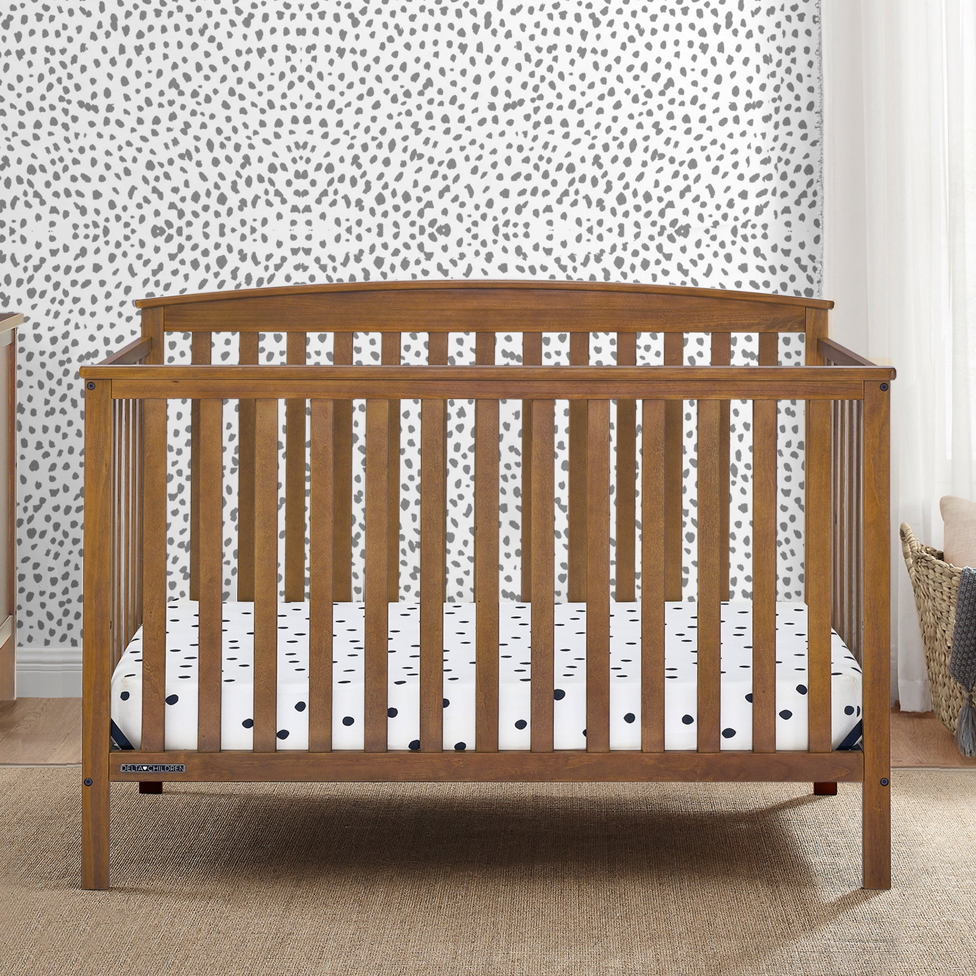 Hanover 6-in-1 Convertible Baby Crib with Mattress - Toddler Bed & Daybed Conversion - Nursery Furniture for Newborns to Teens - Perfect for Small Spaces & Growing Families