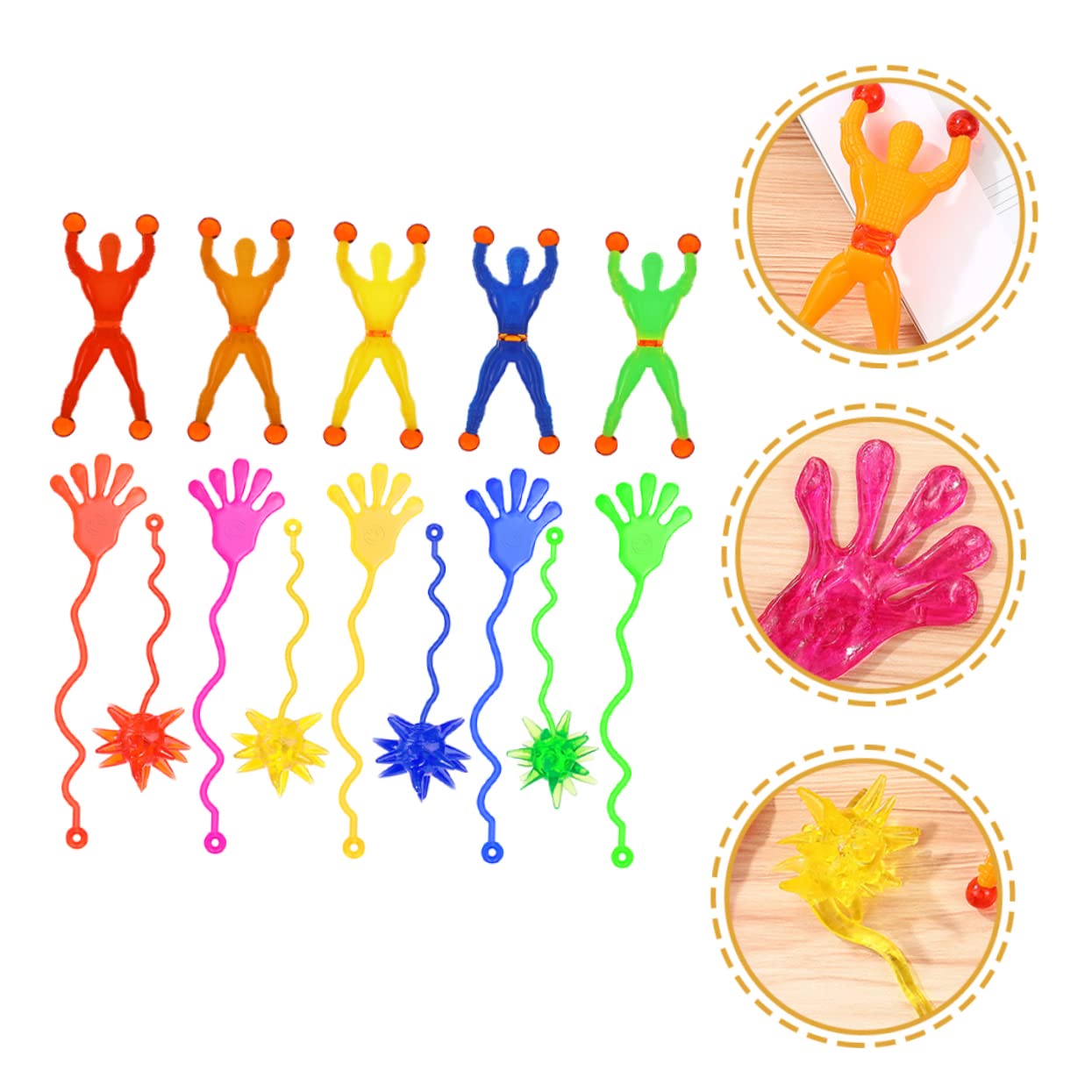 108-Piece Sticky Toy Set - Expandable Stretchy Sensory Toys for Kids, Pets & Stress Relief - Window Sticky Hands, Chenille Balls, PP Man & Spider - Fun Party Favors & Classroom Rewards
