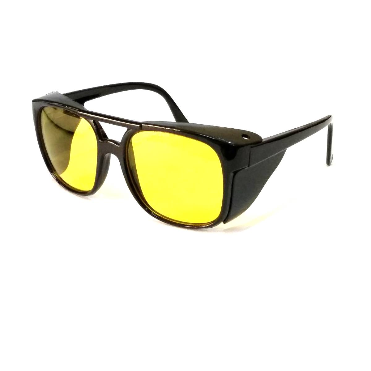 Yellow Lens Night Vision Glasses with Side Shield for Dust Protection - Model D1102YL | Enhanced Visibility & Eye Protection for Night Driving, Cycling & Outdoor Activities
