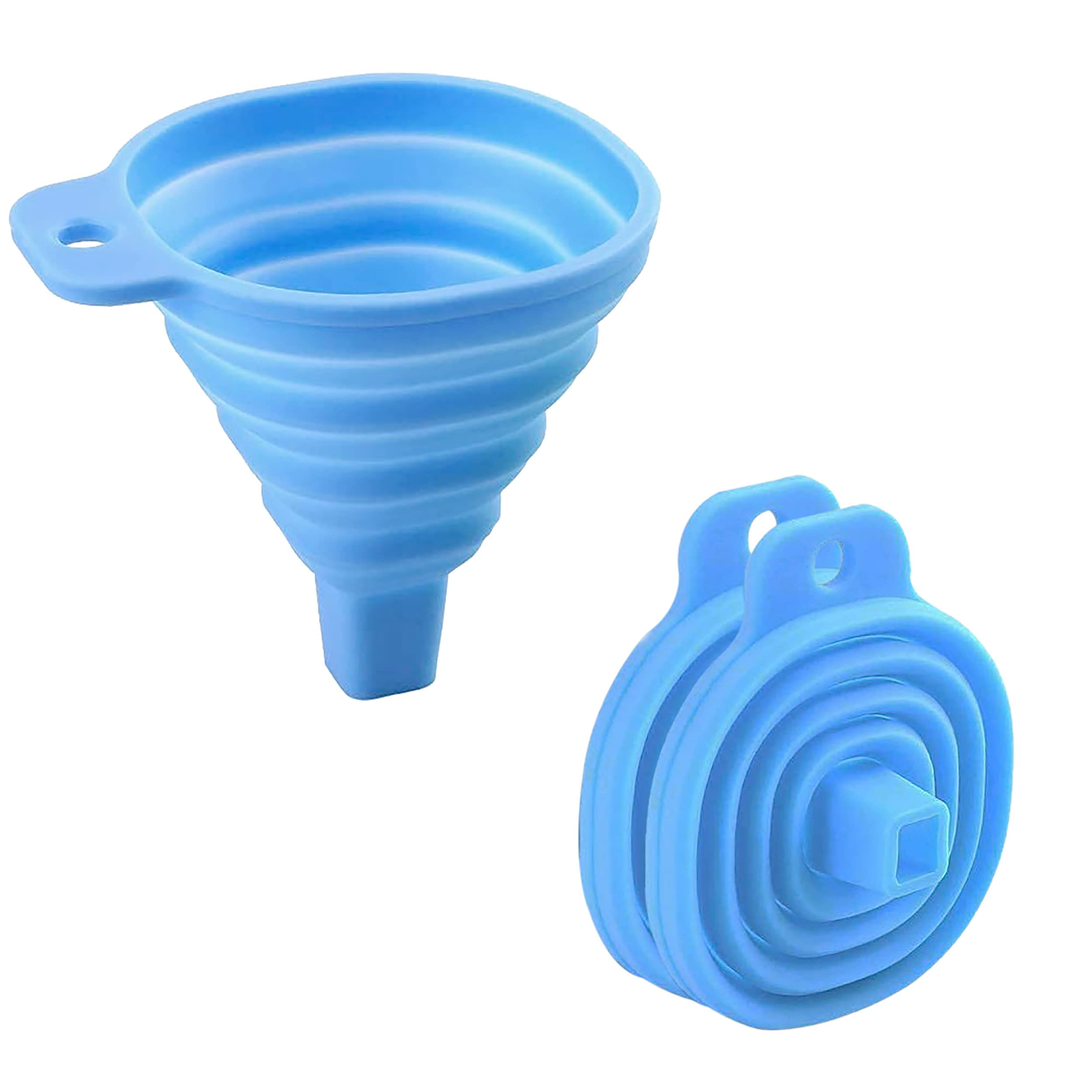 Heat Resistant Collapsible Silicone Funnel - Foldable Kitchen Funnel for Oil, Liquid, Syrup - Space Saving Bathroom & Cooking Essential (Pack of 2) - Perfect for Baking, DIY Projects & Home Organization