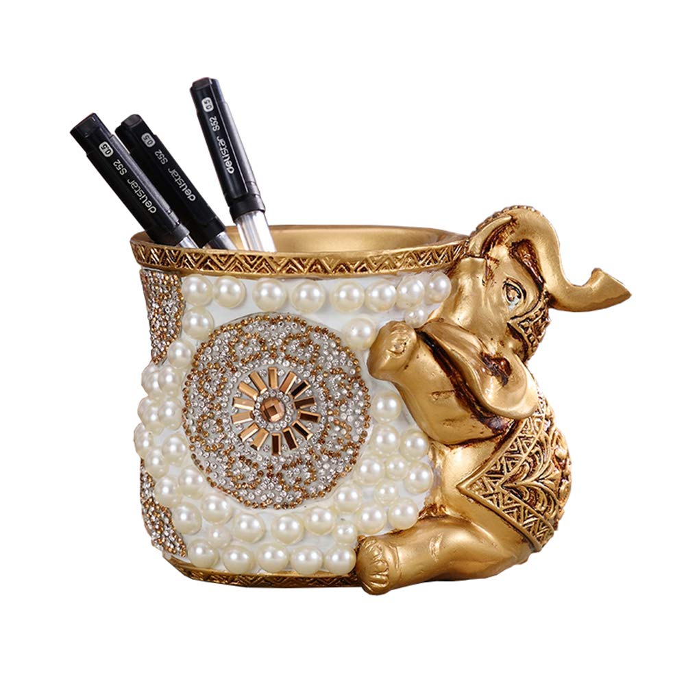 Creative Resin Diamond Elephant Pen Holder - Stylish Desktop Storage for Pens & Office Supplies, Cute Animal Decor for Study & Workspace | Perfect Gift for Students & Professionals